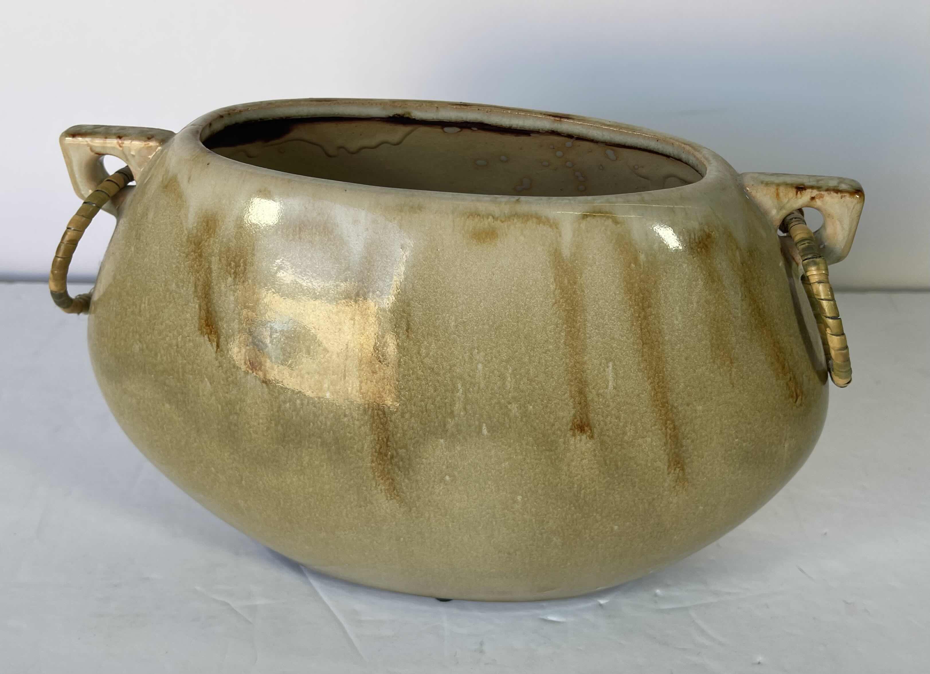 Photo 1 of GLAZED CERAMIC POTTERY OVAL SHAPED 11” X 4.5” X H7”