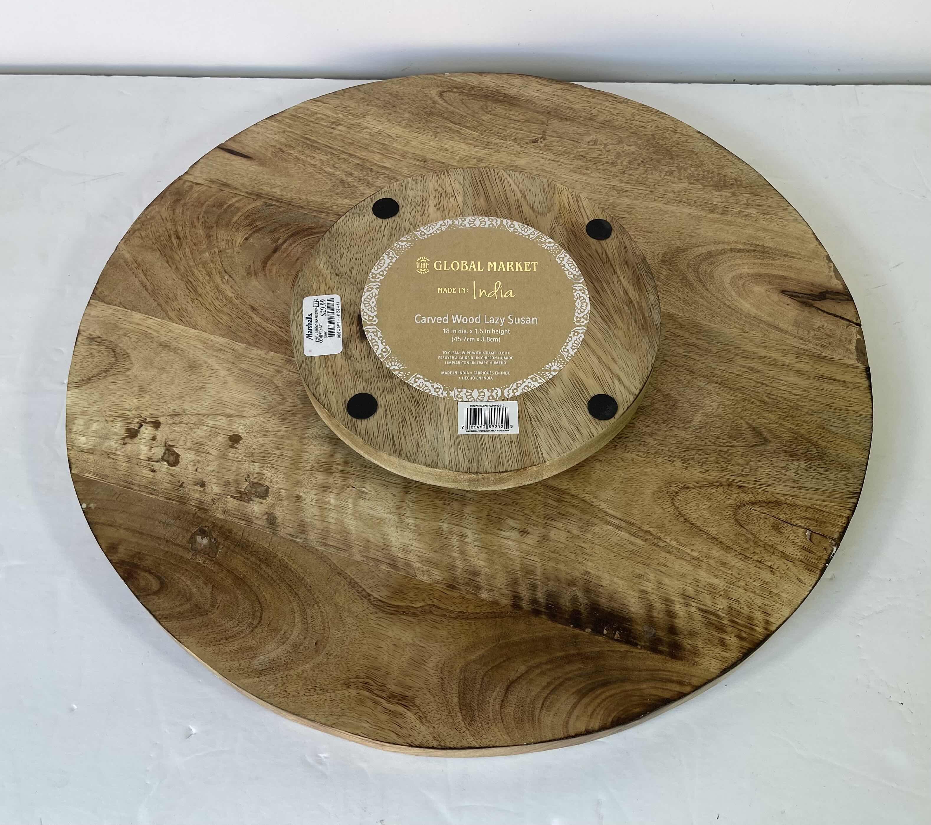 Photo 1 of THE GLOBAL MARKET CARVED WOOD LAZY SUSAN 18”