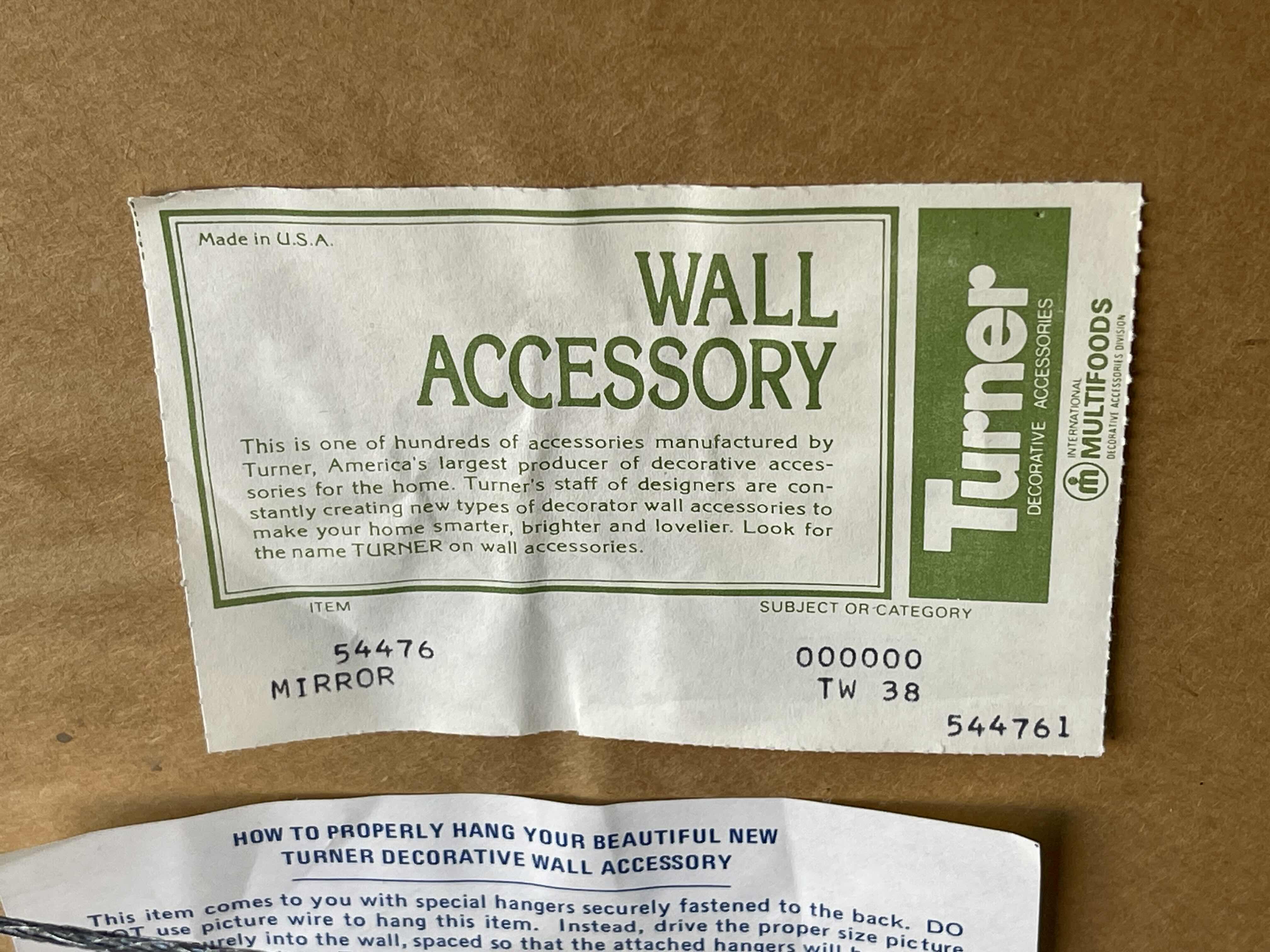 Photo 1 of TURNER ACCESSORIES DECORATIVE WALL MIRROR 42” X 25”