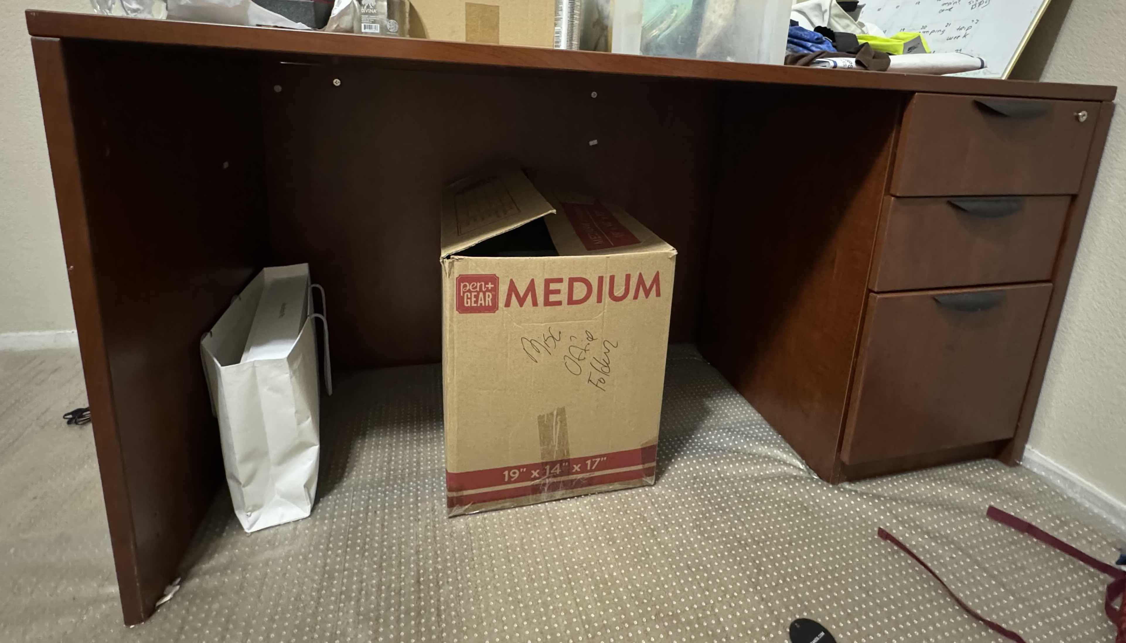 Photo 1 of ALERA BROWN OFFICE DESK WITH LOCKABLE DRAWERS 60” X 24” X H28”