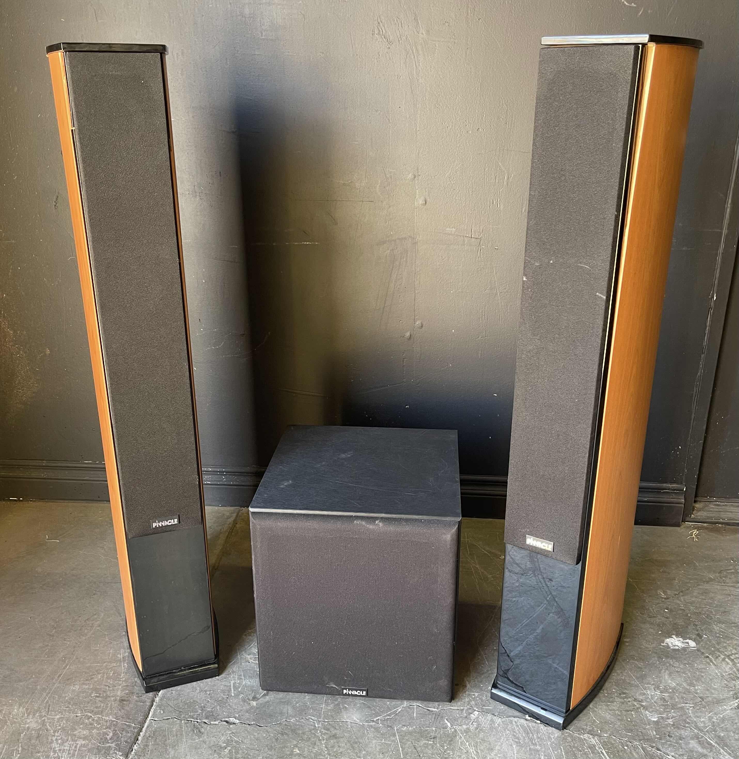 Photo 1 of PINNACLE FLOOR SPEAKERS MODEL BDC 1200 & SUB WOOFER MODEL PS SUB 150 MSRP $300