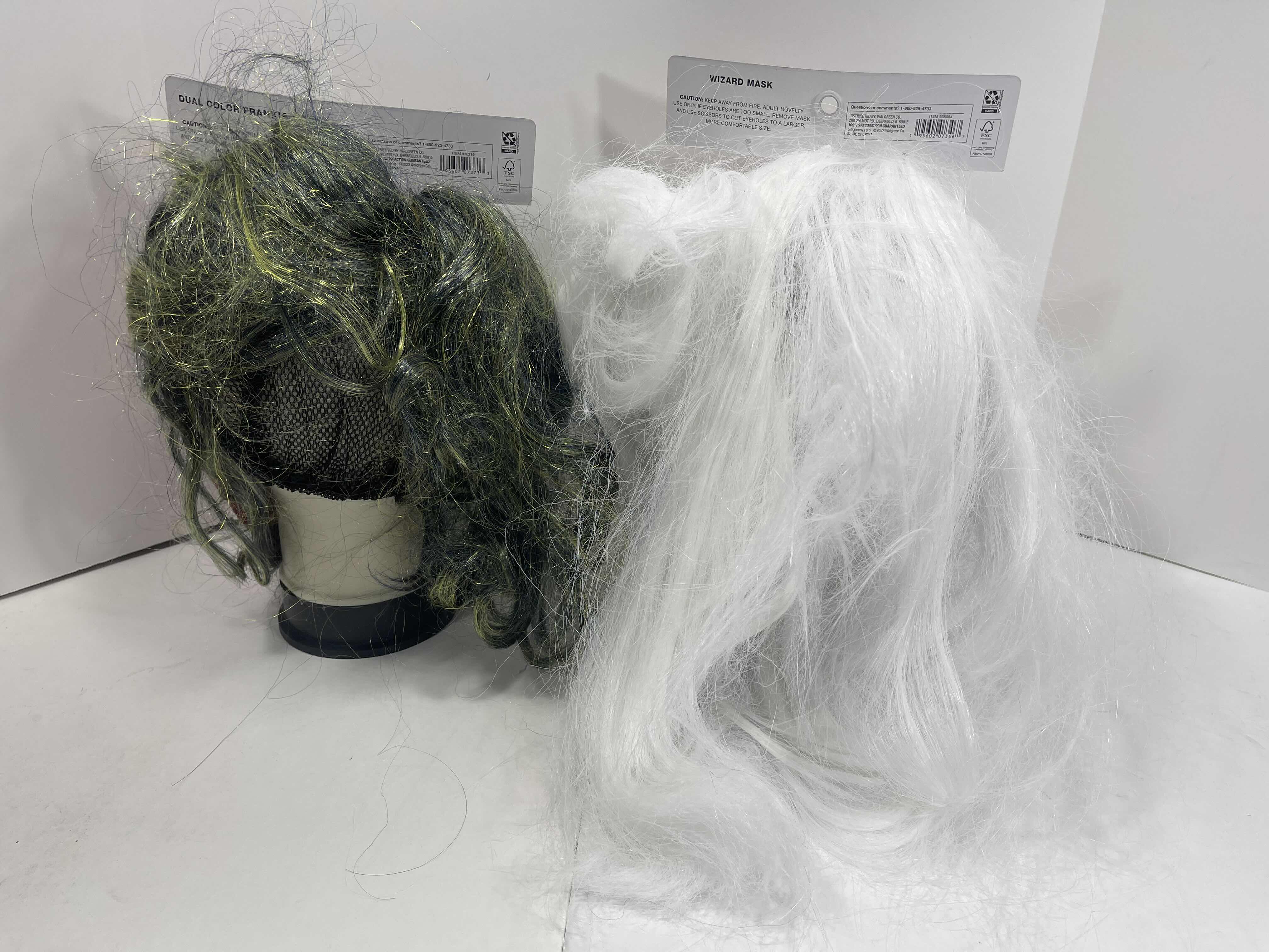 Photo 1 of NEW HAPPY HALLOWEEN COSTUME RUBBER FACE MASKS (2) DUAL COLOR FRANKIE & WIZARD