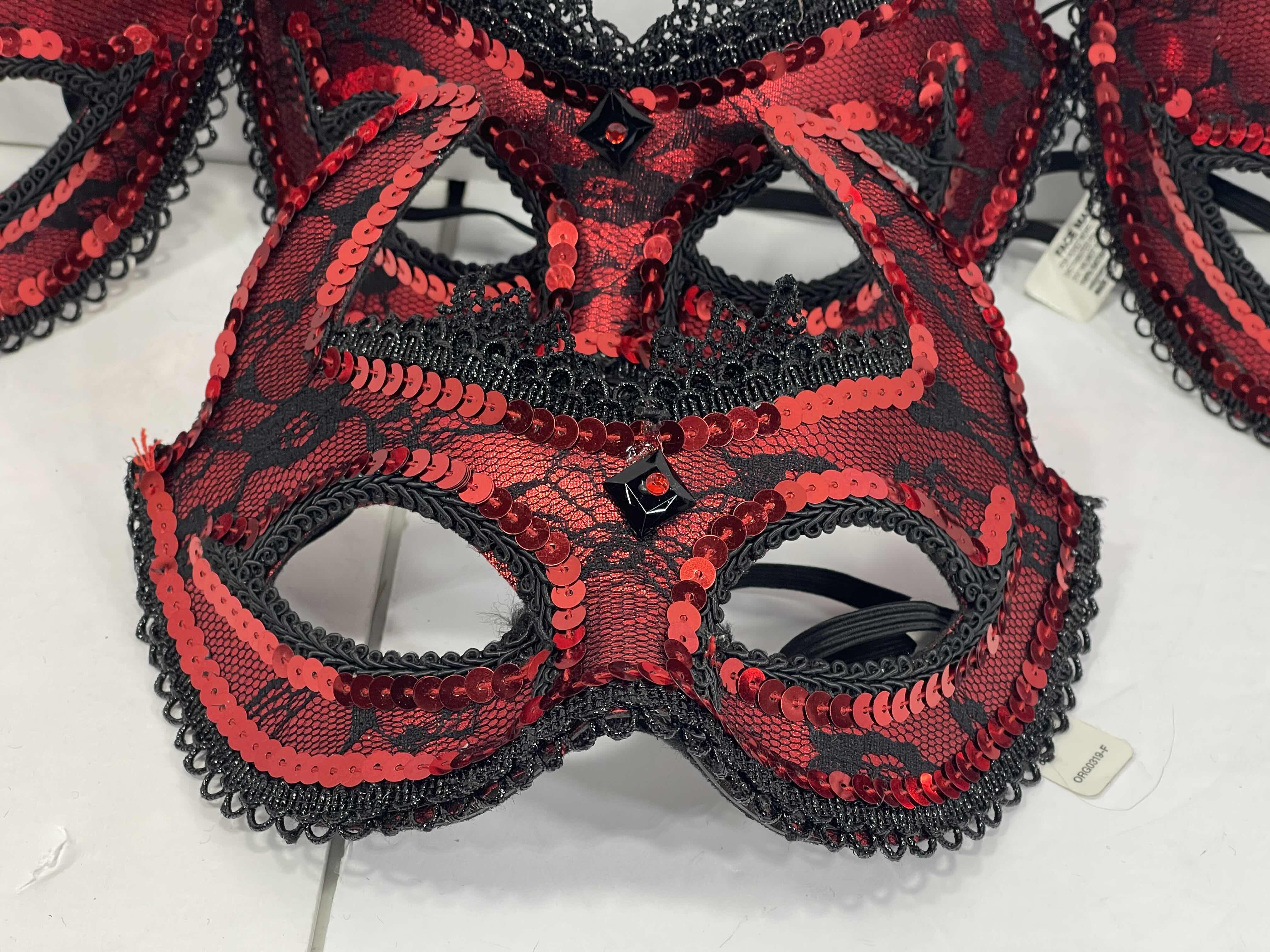 Photo 1 of NEW SEQUINS HALLOWEEN RED DEVIL FACE MASKS (4)