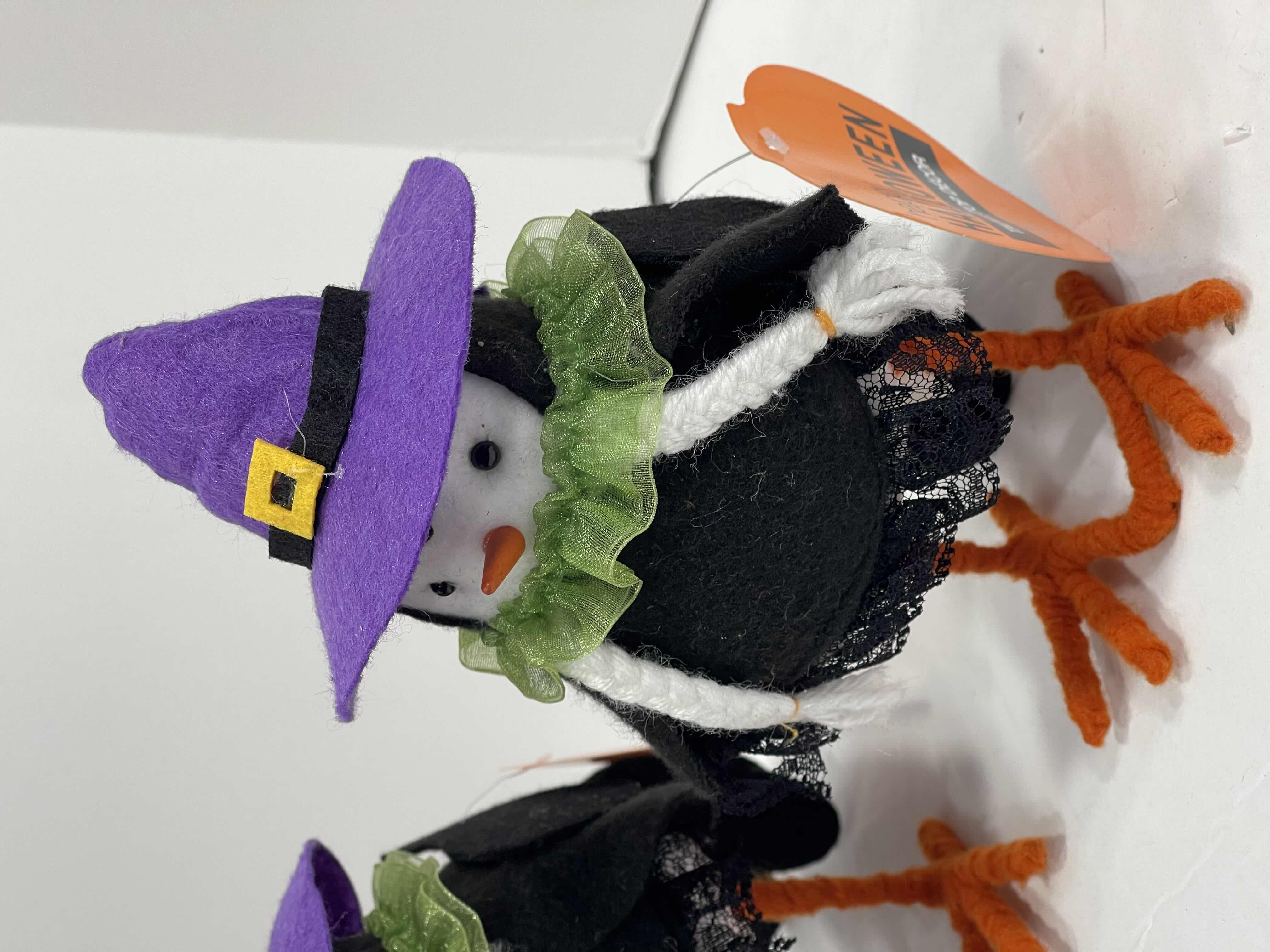 Photo 1 of HALLOWEEN TABLETOP DECOR - 7” FELT DEVIL BIRD (2) & WITCH BIRDY WITH PIGTAILS (2) NWT