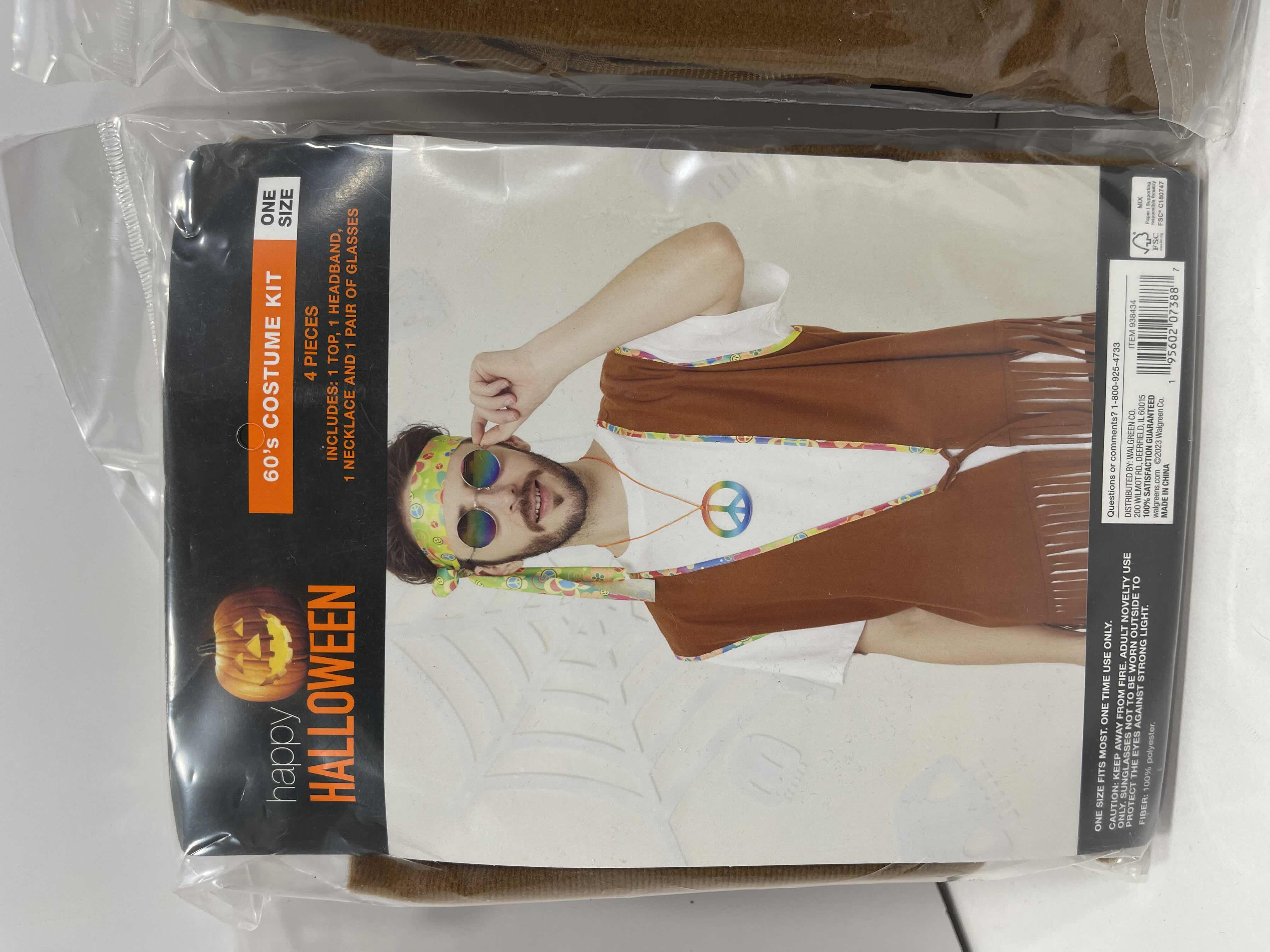 Photo 1 of HAPPY HALLOWEEN 60’S COSTUME KIT - ONE SIZE FITS ALL (3) NEW