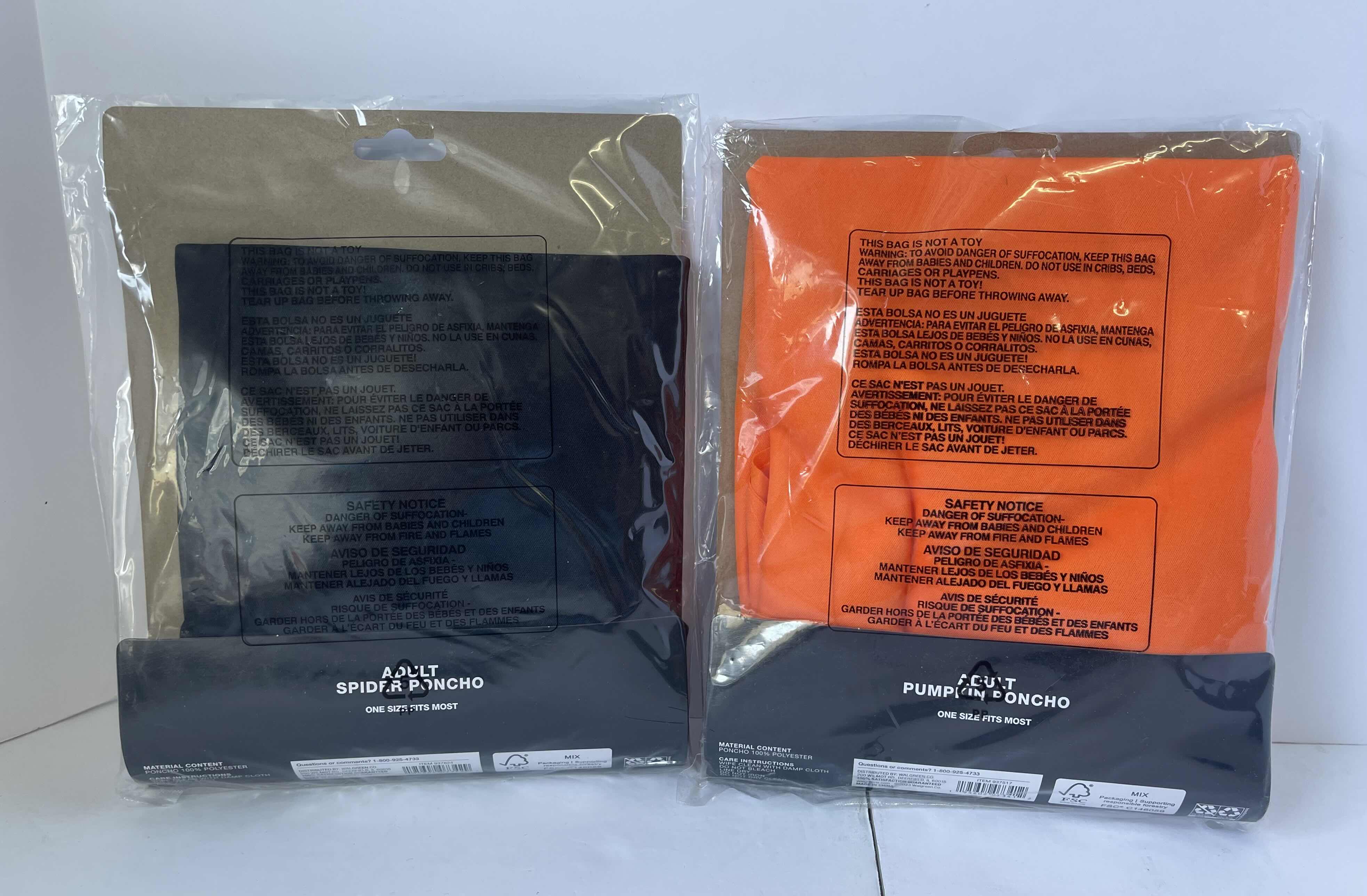 Photo 1 of HAPPY HALLOWEEN ADULT SPIDER PANCHO & ADULT PUMPKIN PANCHO NEW (ONE SIZE FITS ALL)