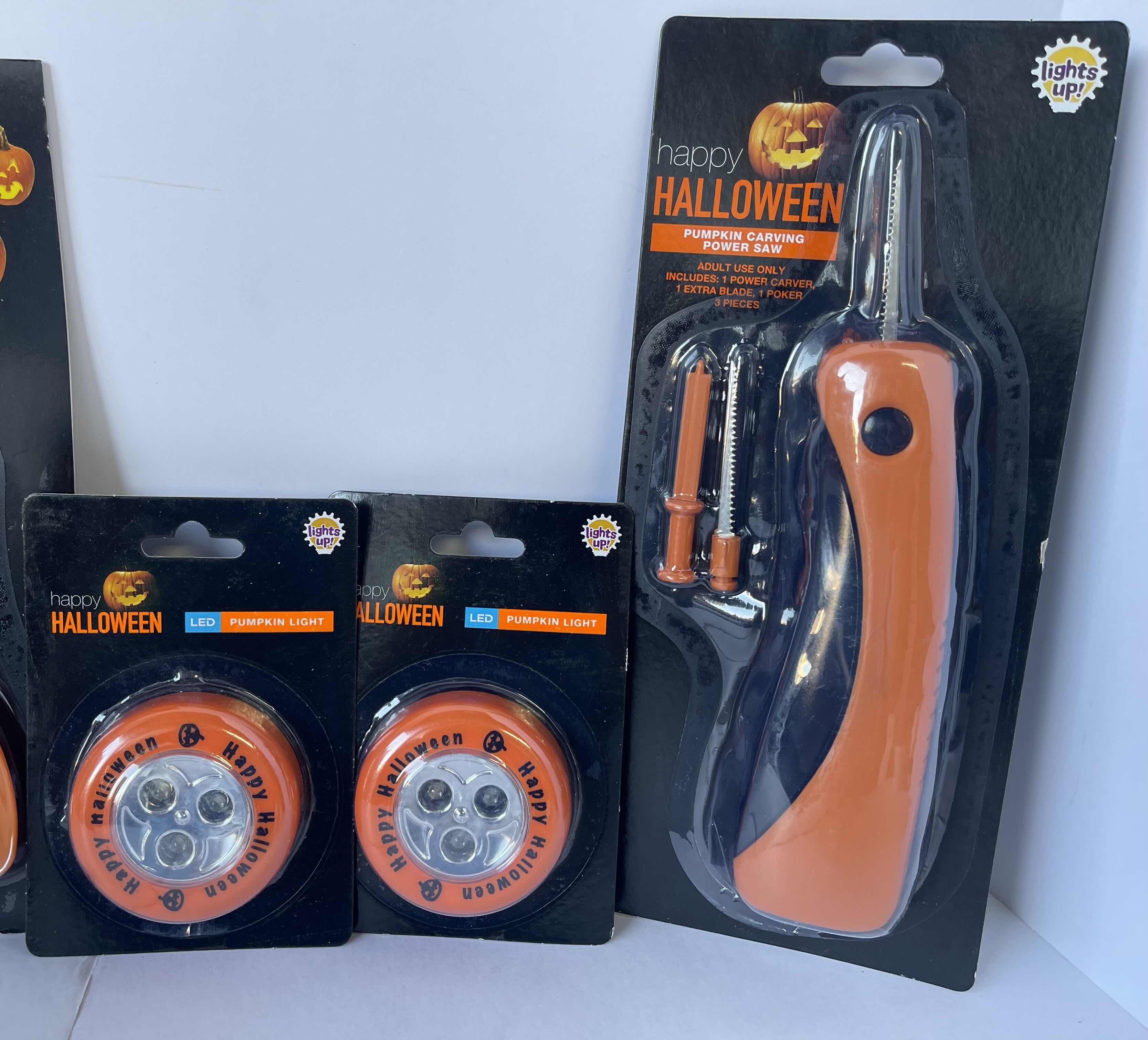 Photo 1 of PUMPKIN CARVING KITS (3), POWER CARVING SAW & LED PUMPKIN LIGHT (2)