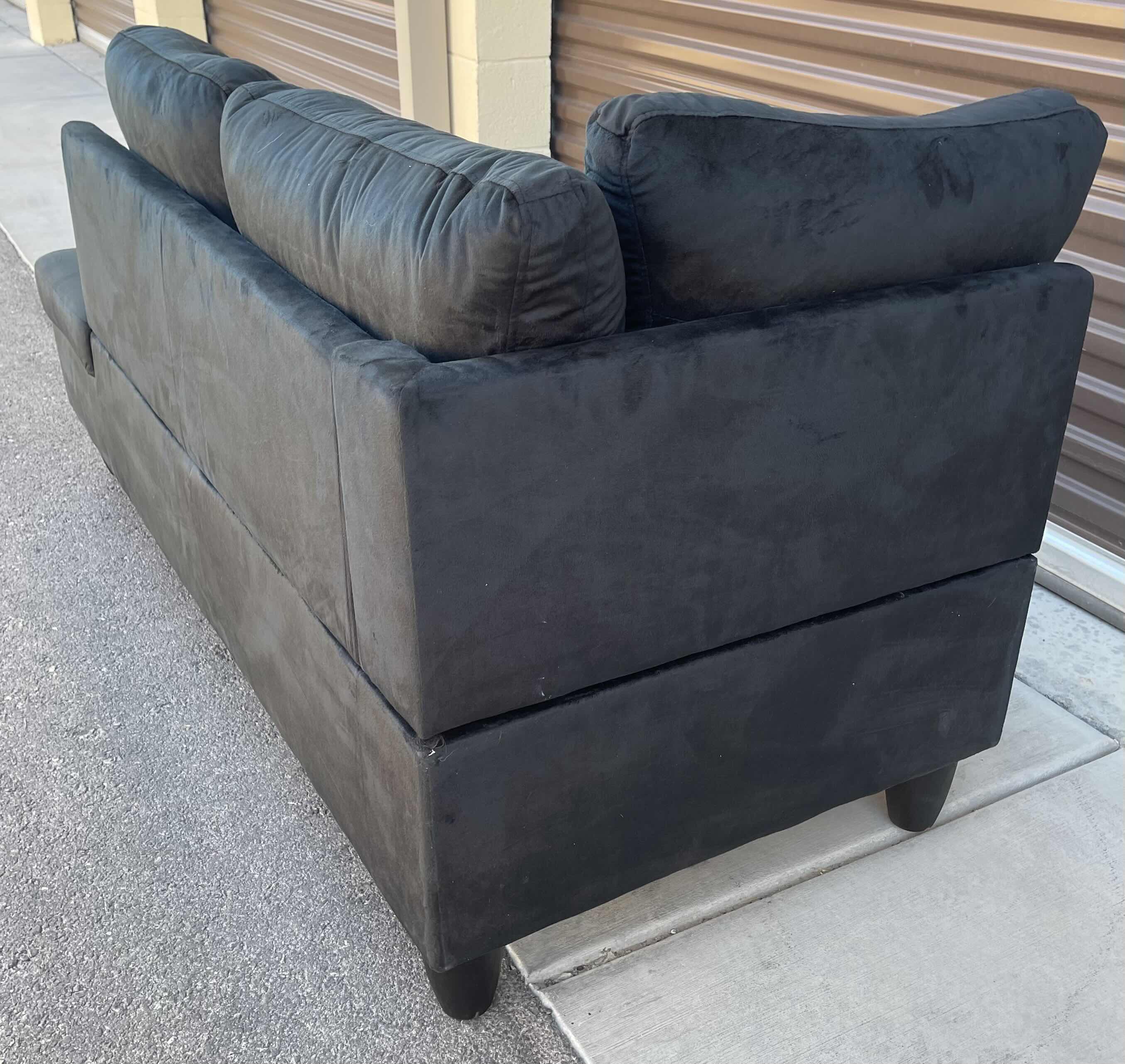 Photo 1 of BLACK VELVET UPHOLSTERED CHAISE LOUNGE 65” X 30” X H28” (SEE NOTES)