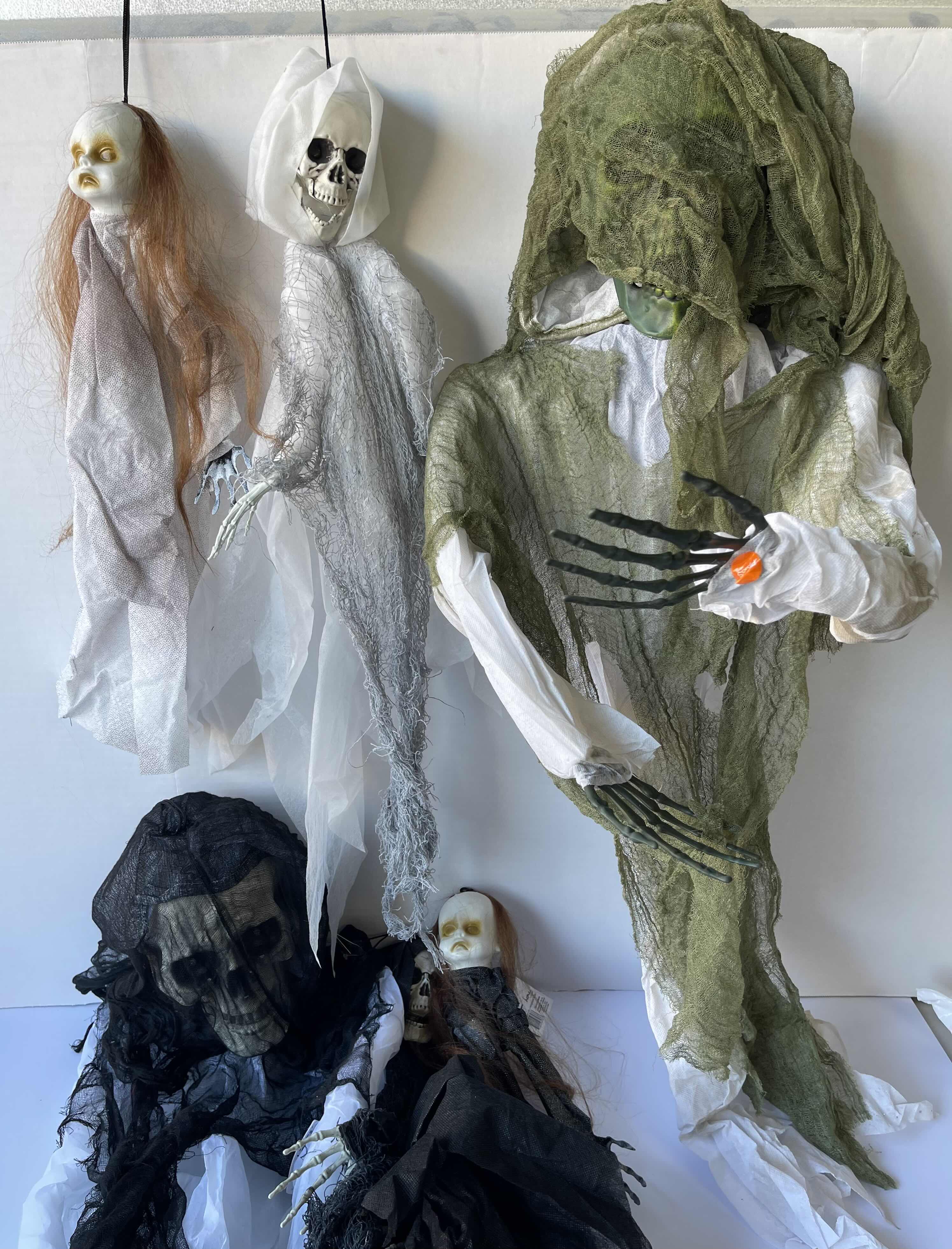 View 5 of SPOOKY HALLOWEEN LARGE 36” LIGHT-UP HANGING GHOULS (2), SMALL 23” HANGING REAPERS (2) & SMALL 23” CREEPY DOLLS