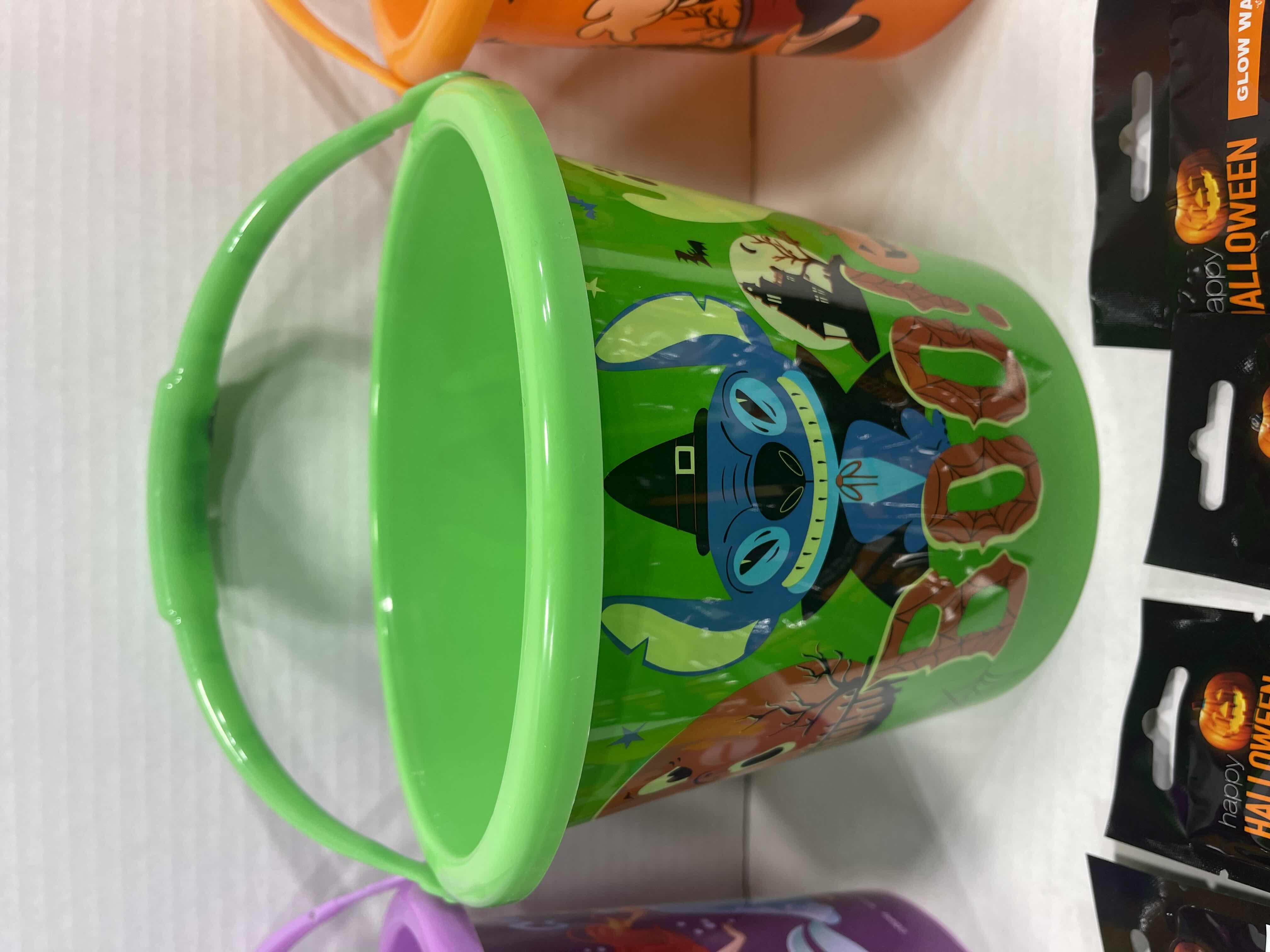 Photo 1 of DISNEY THEMED 7” LIGHT-UP HANDLE TRICK OR TREAT PAILS (3), GLOW NECKLACES (3), GLOW CHARACTER WANDS (3) & GLOW PENDANTS MSRP $70