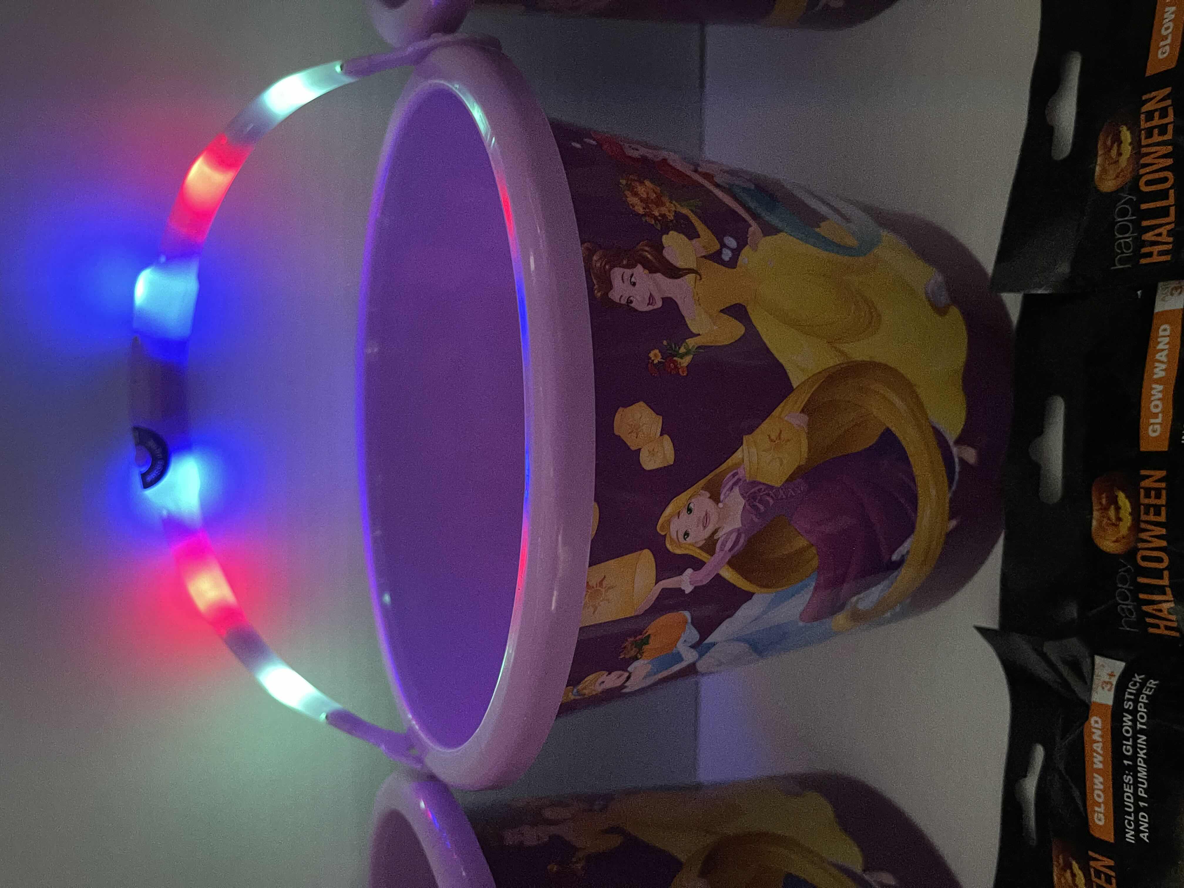 Photo 1 of DISNEY PRINCESSES 7” LIGHT-UP HANDLE TRICK OR TREAT PAILS (3), GLOW NECKLACES (3), GLOW CHARACTER WANDS (3) & GLOW PENDANTS MSRP $70