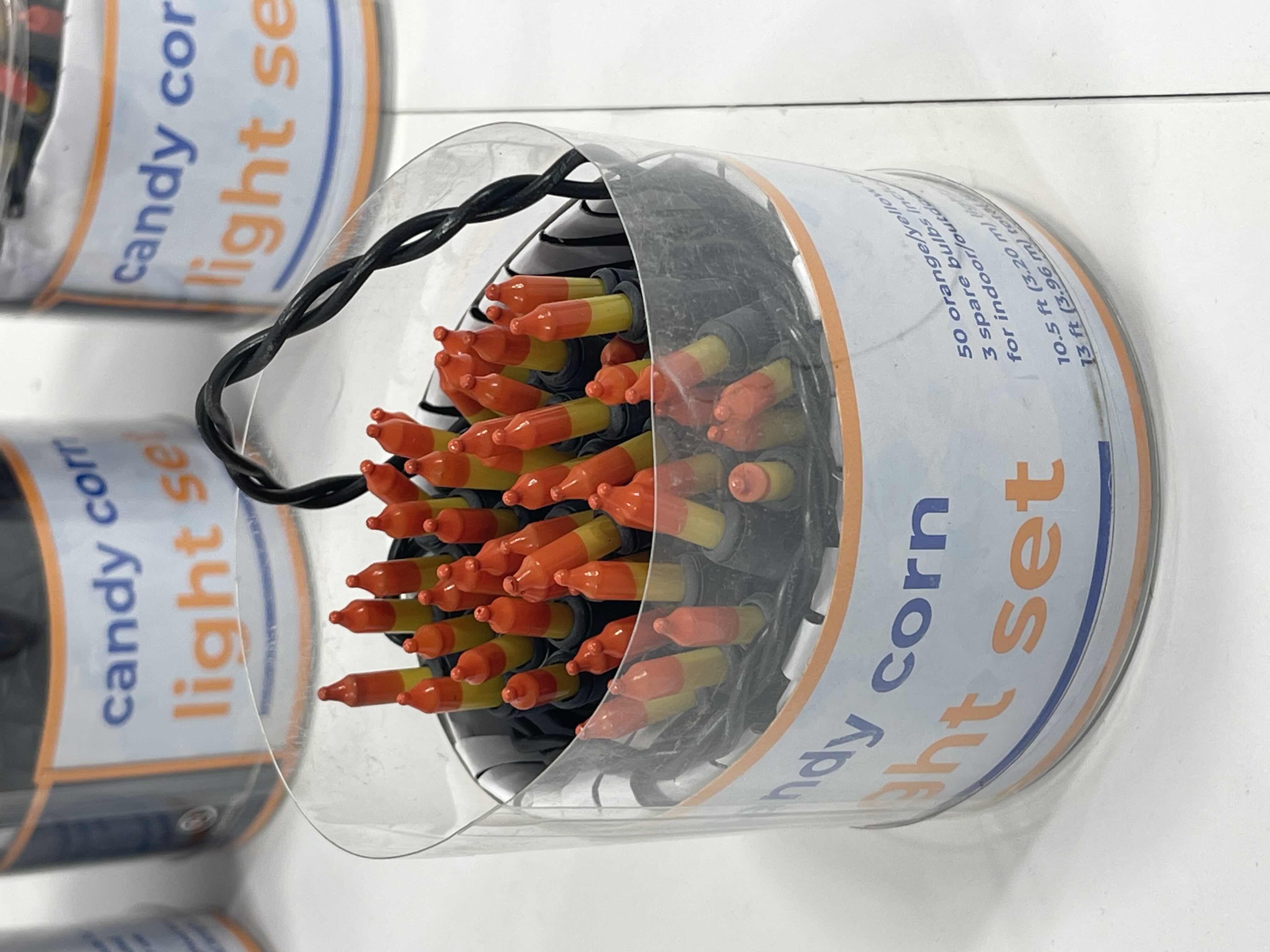 Photo 1 of CANDY CORN INDOOR/OUTDOOR LIGHT SET (6) - EACH STRAND 50 LIGHTS 10.5’ LIGHTED LENGTH NEW MSRP $60