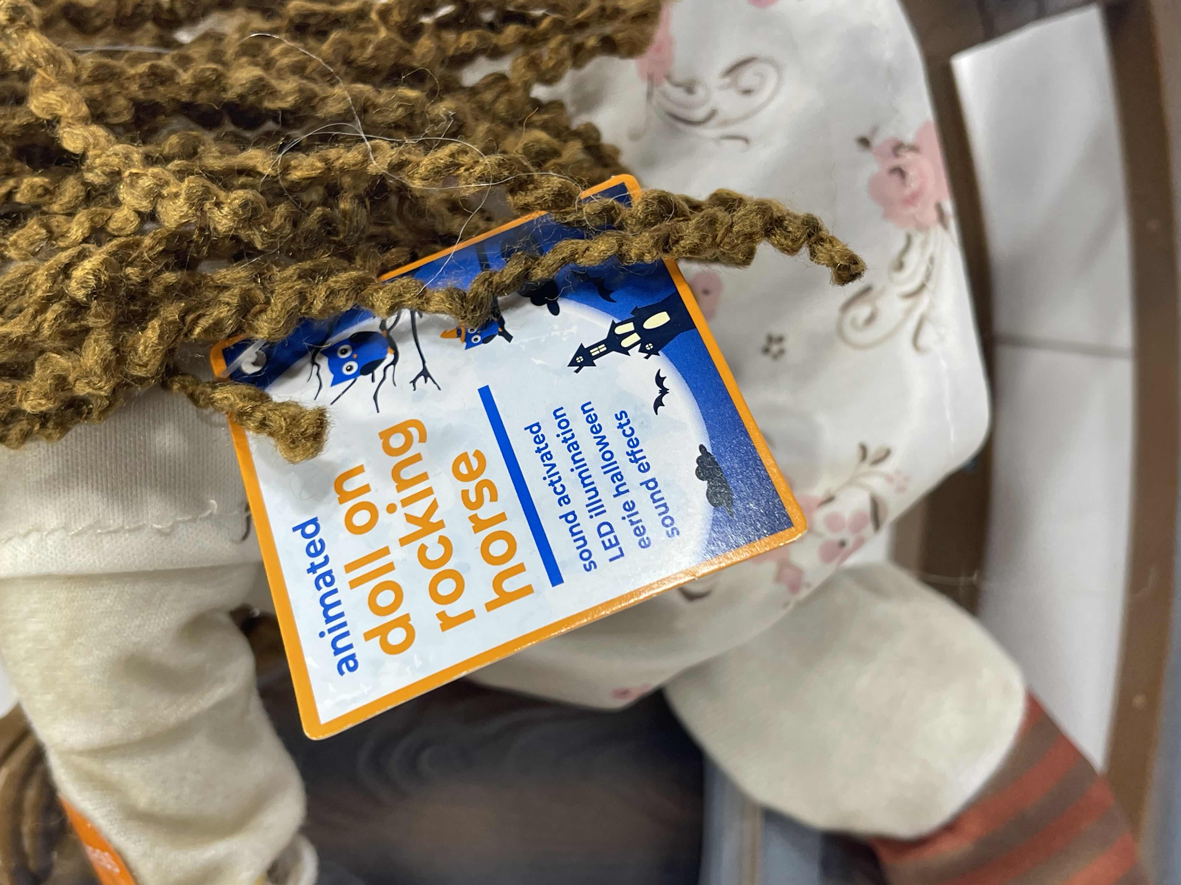 Photo 1 of ANIMATED DOLL ON ROCKING HORSE 14” LONG HAIR - SOUND ACTIVATED LED ILLUMINATION NET MSRP $40