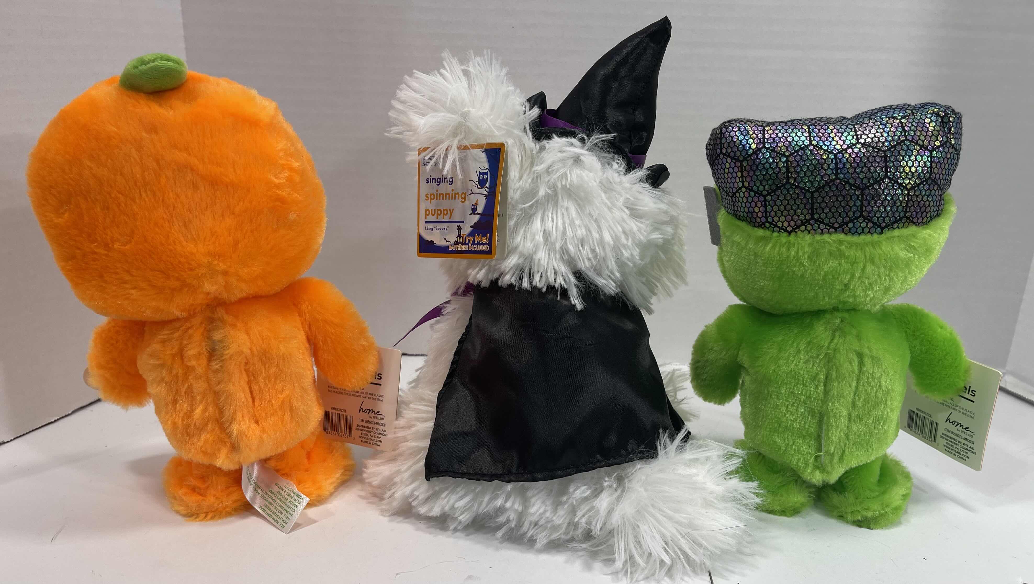 Photo 1 of HOME BRAND HALLOWEEN ANIMATED SINGING WALKING PALS 8.5” (2) & SINGING SPINNING PUPPY 9” MSRP $45