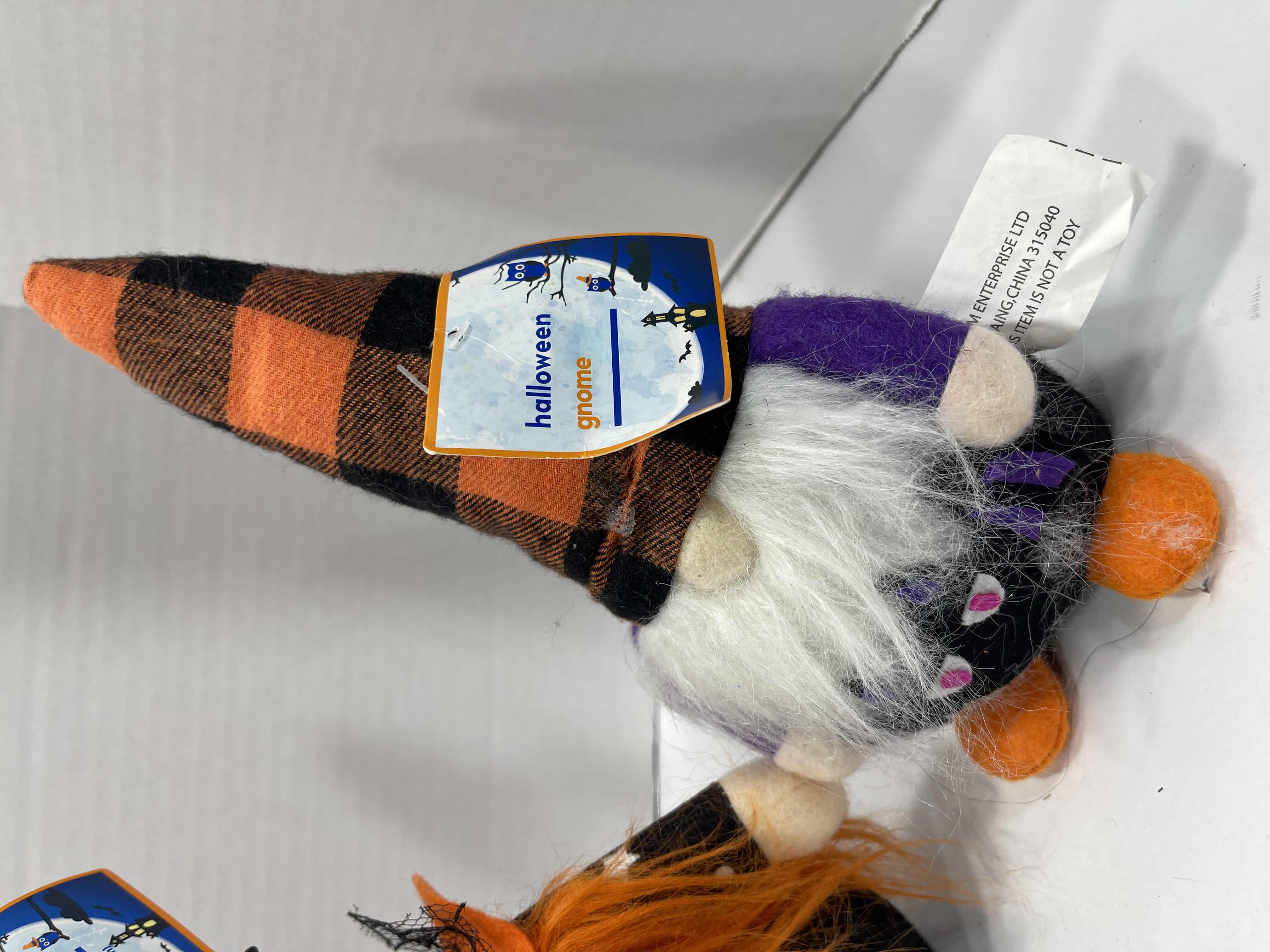 Photo 1 of HOME BRAND FABRIC HALLOWEEN GNOMES (4) - TALLEST H13” NWT 