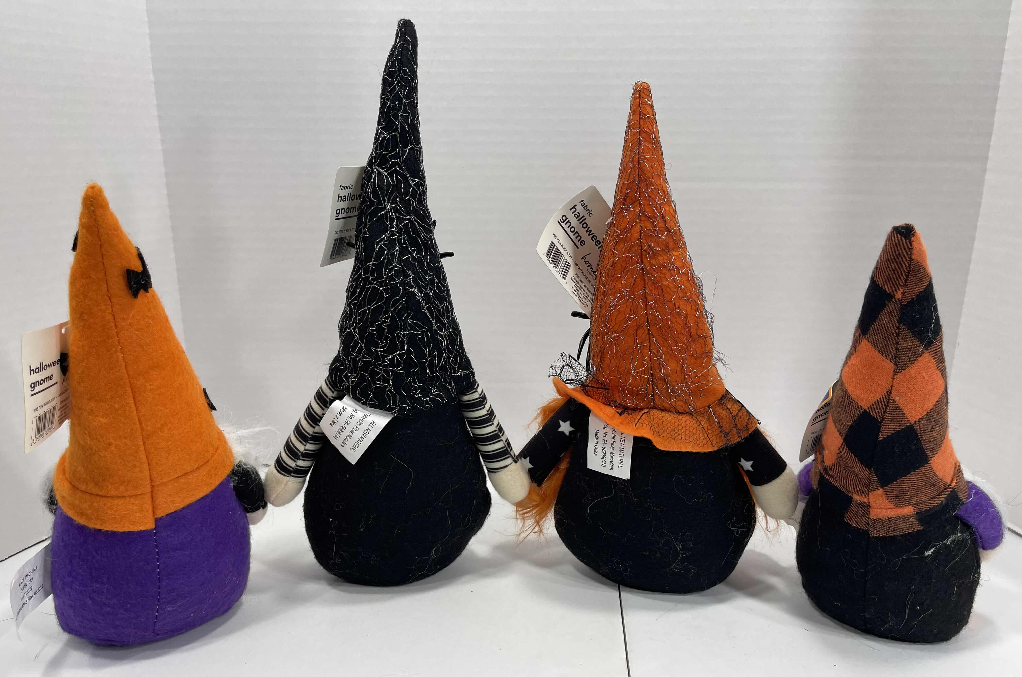 Photo 1 of HOME BRAND FABRIC HALLOWEEN GNOMES (4) - TALLEST H13” NWT 