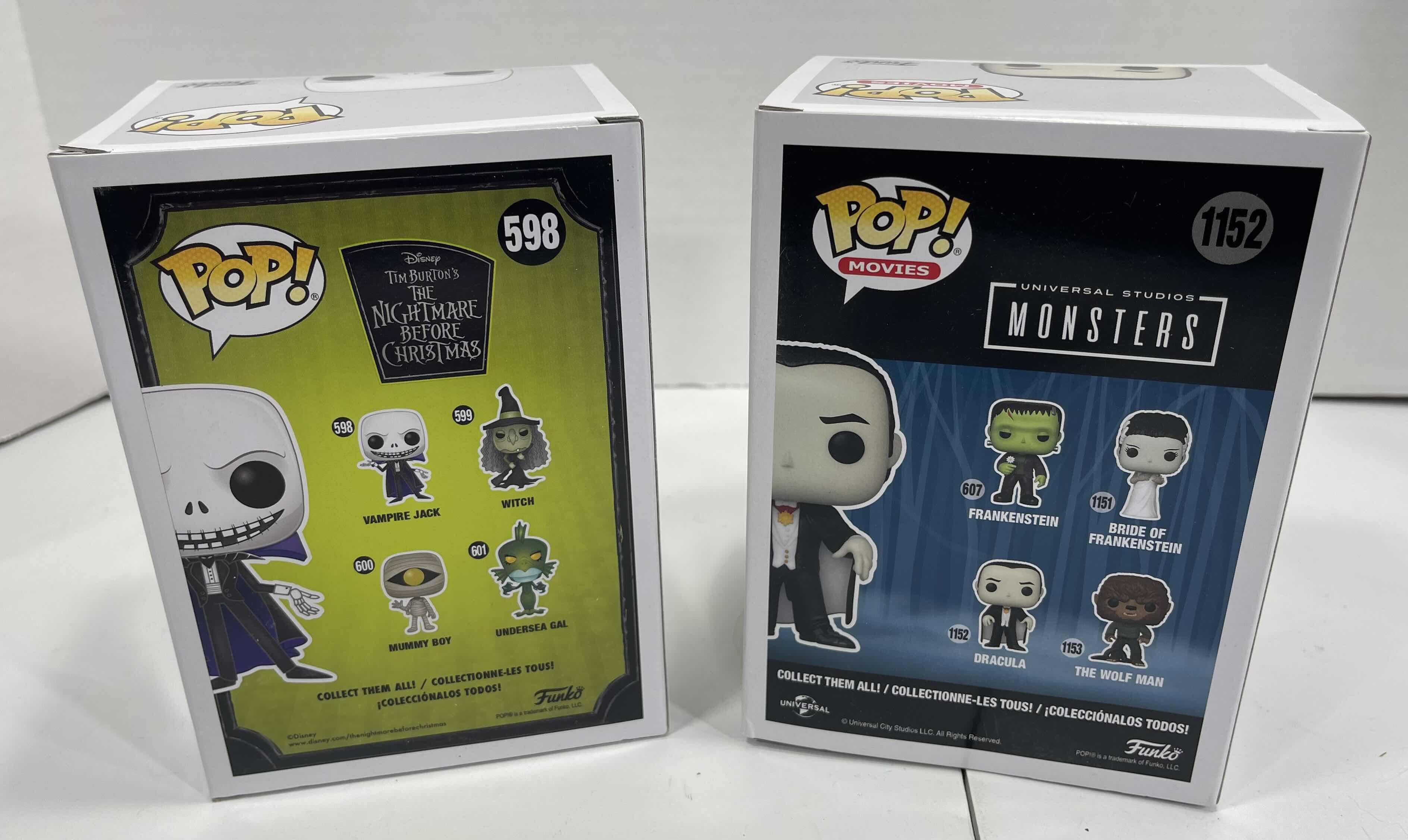 Photo 1 of FUNKO POPS (2) - DISNEY VAMPIRE JACK #598 & MONSTERS DRACULA #1152 NEW 