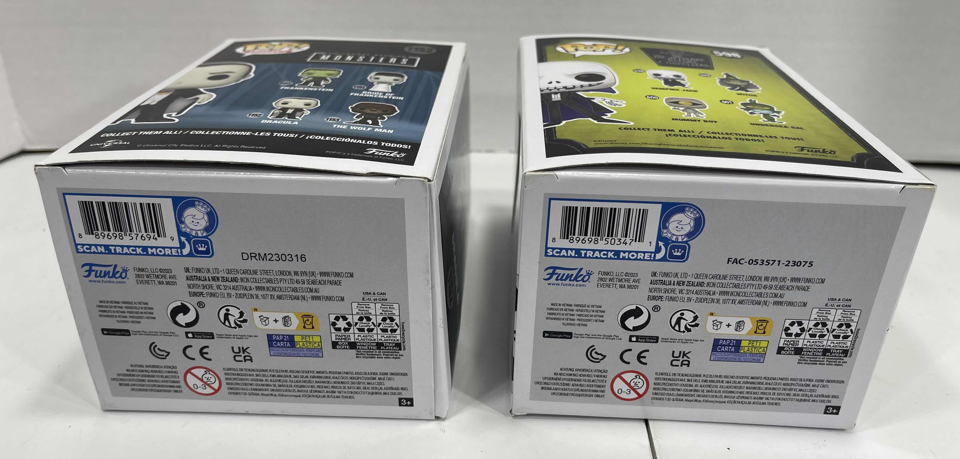 Photo 1 of FUNKO POPS (2) - DISNEY VAMPIRE JACK #598 & MONSTERS DRACULA #1152 NEW 