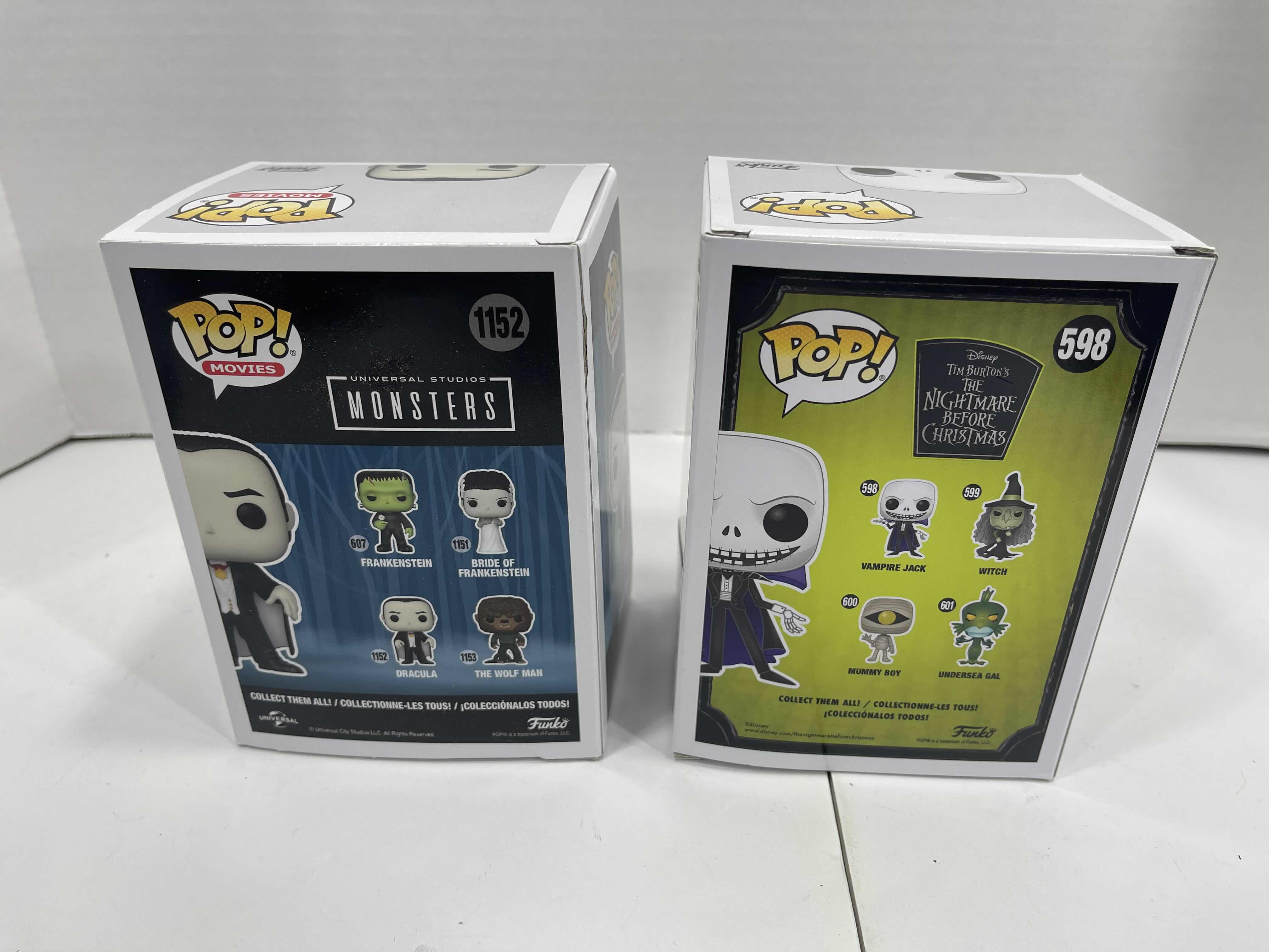 Photo 1 of FUNKO POPS (2) - DISNEY VAMPIRE JACK #598 & MONSTERS DRACULA #1152 NEW 