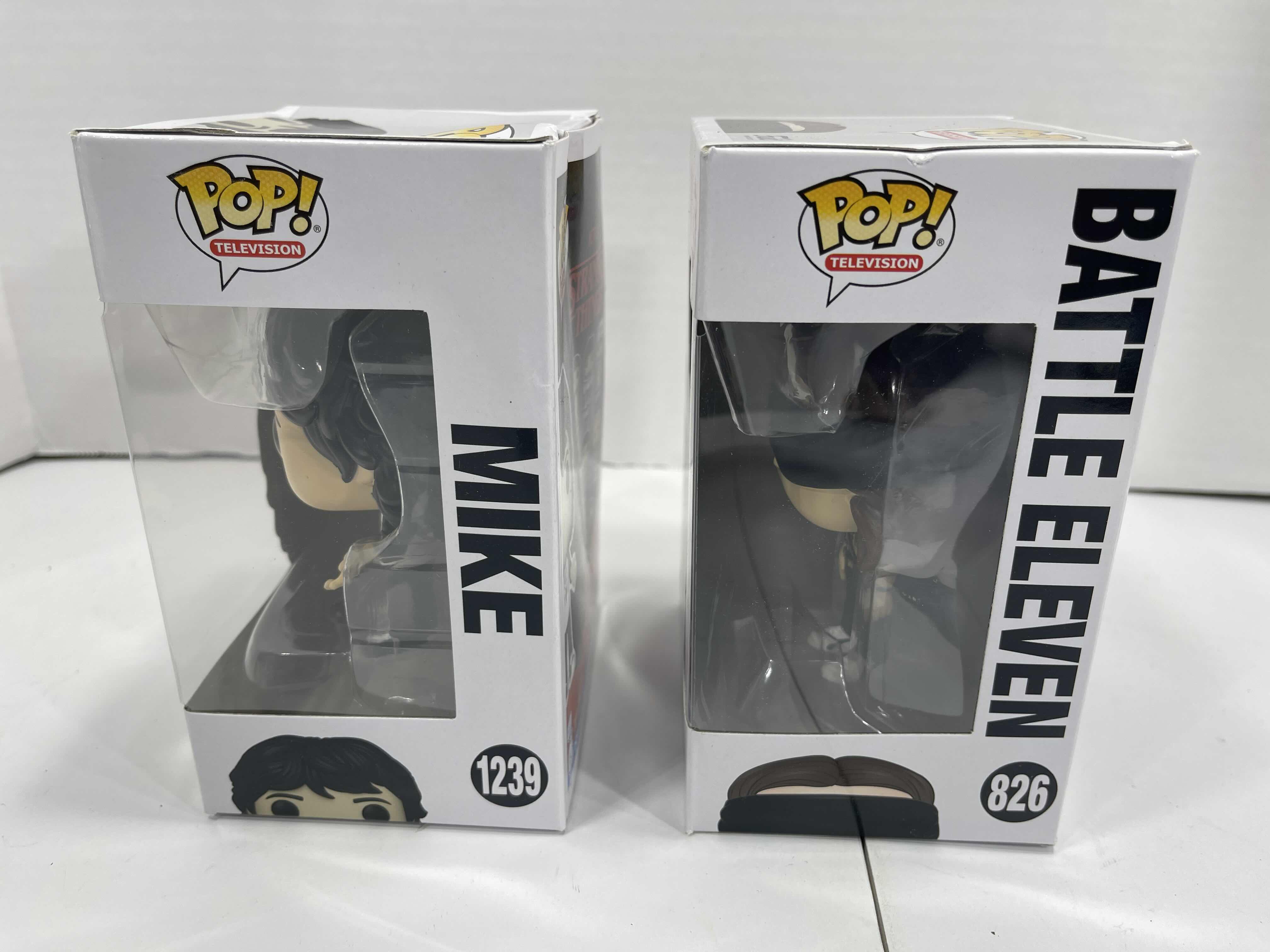 Photo 1 of FUNKO POPS (2) - STRANGER THINGS MIKE #1239 & BATTLE ELEVEN #826 NEW 