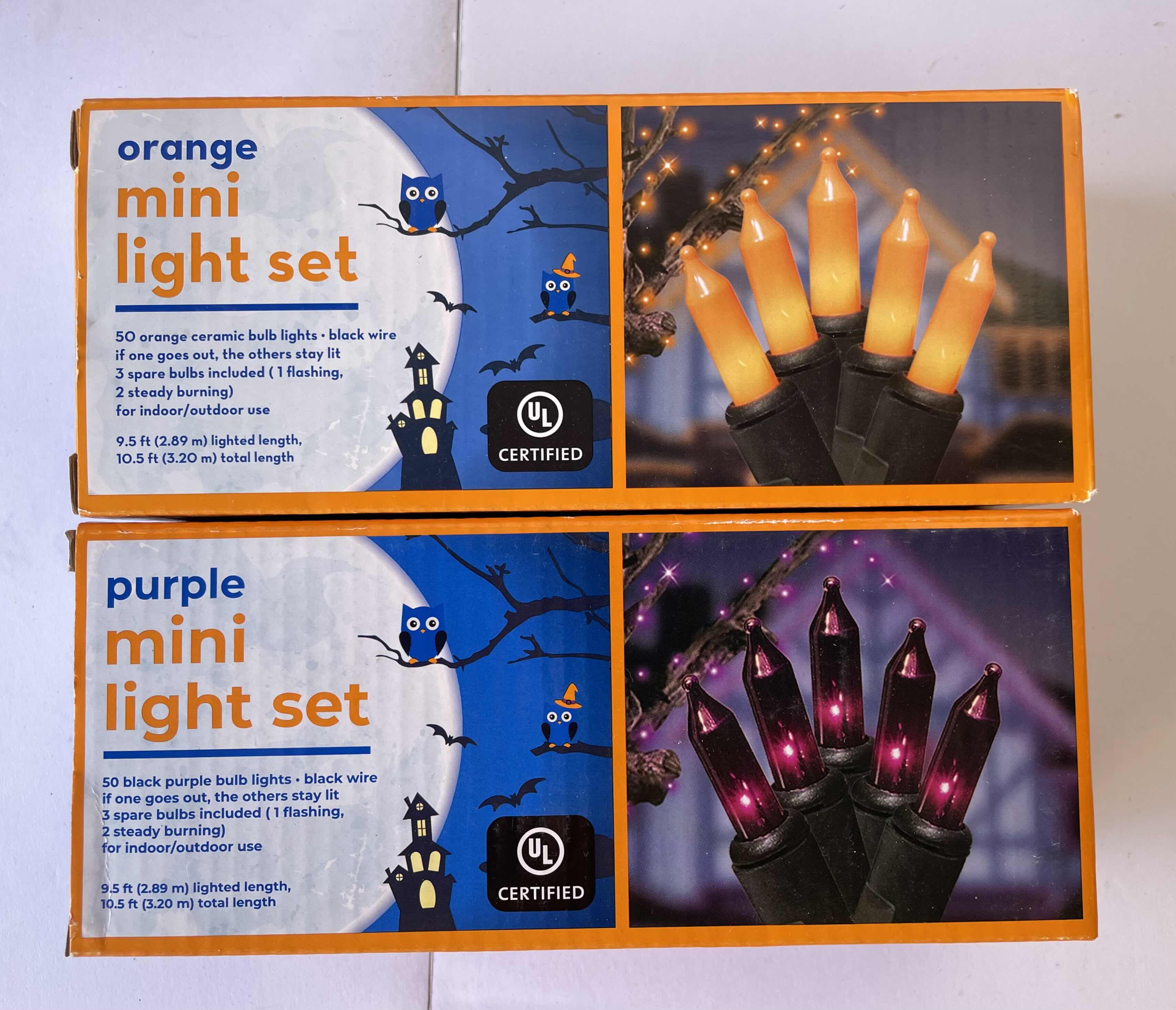 Photo 1 of HALLOWEEN MINI LIGHT SETS ORANGE AND PURPLE LOT (17 BOXES) MSRP $100