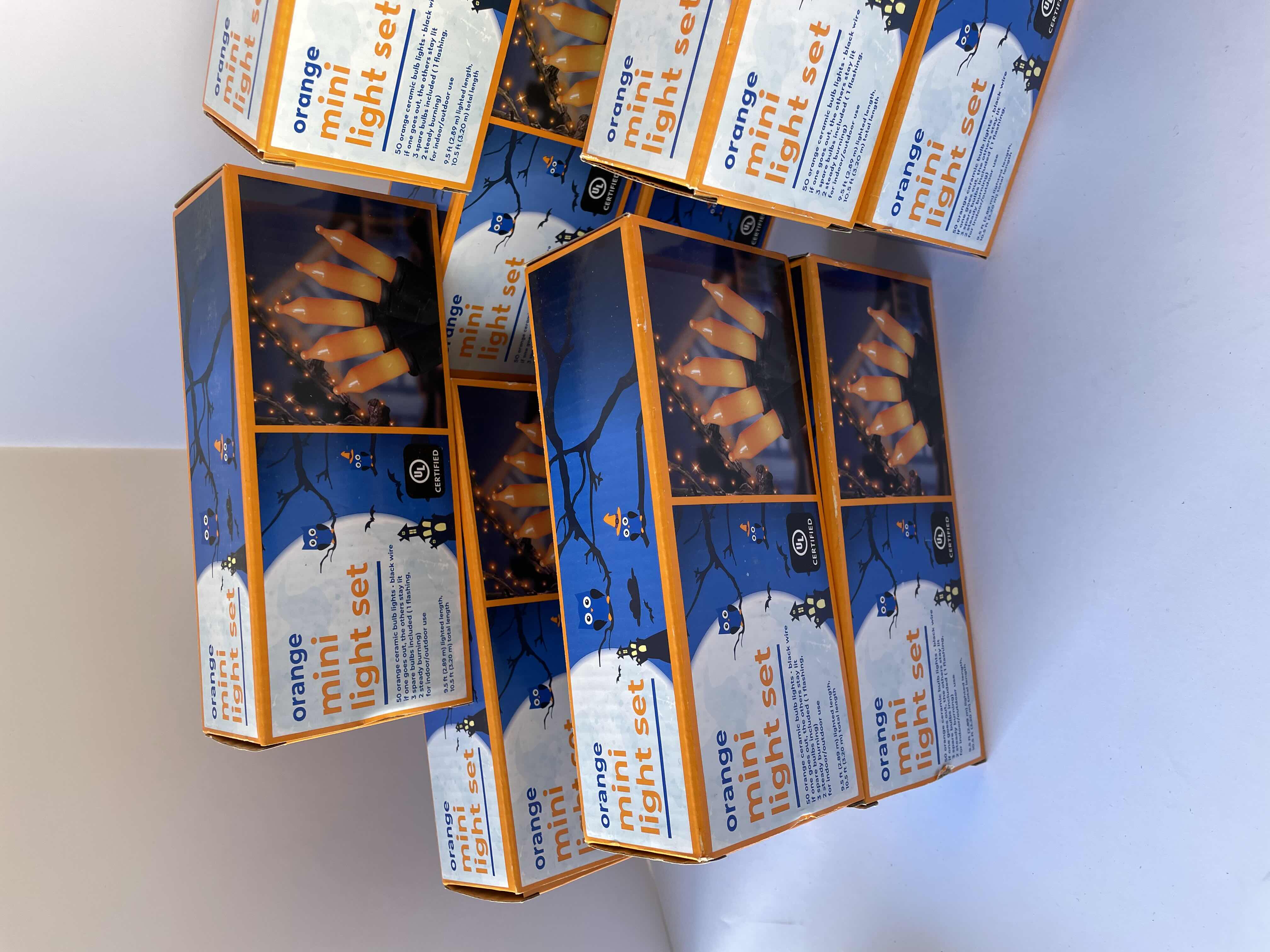 Photo 1 of HALLOWEEN MINI LIGHT SETS ORANGE AND PURPLE LOT (17 BOXES) MSRP $100