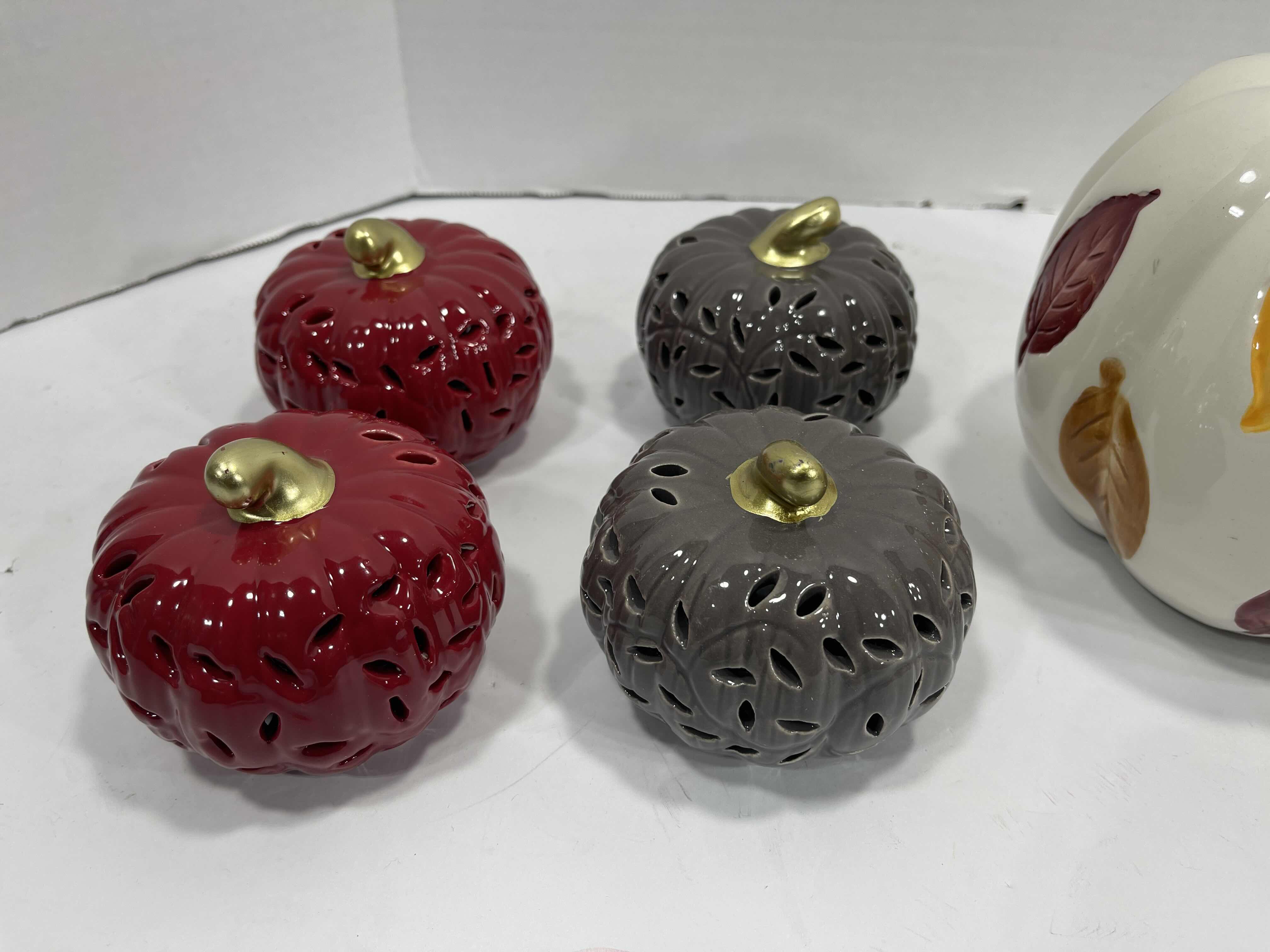 Photo 1 of AUTUMN HOLIDAY CERAMIC PUMPKINS (8) TALLEST 6.5” MSRP $70