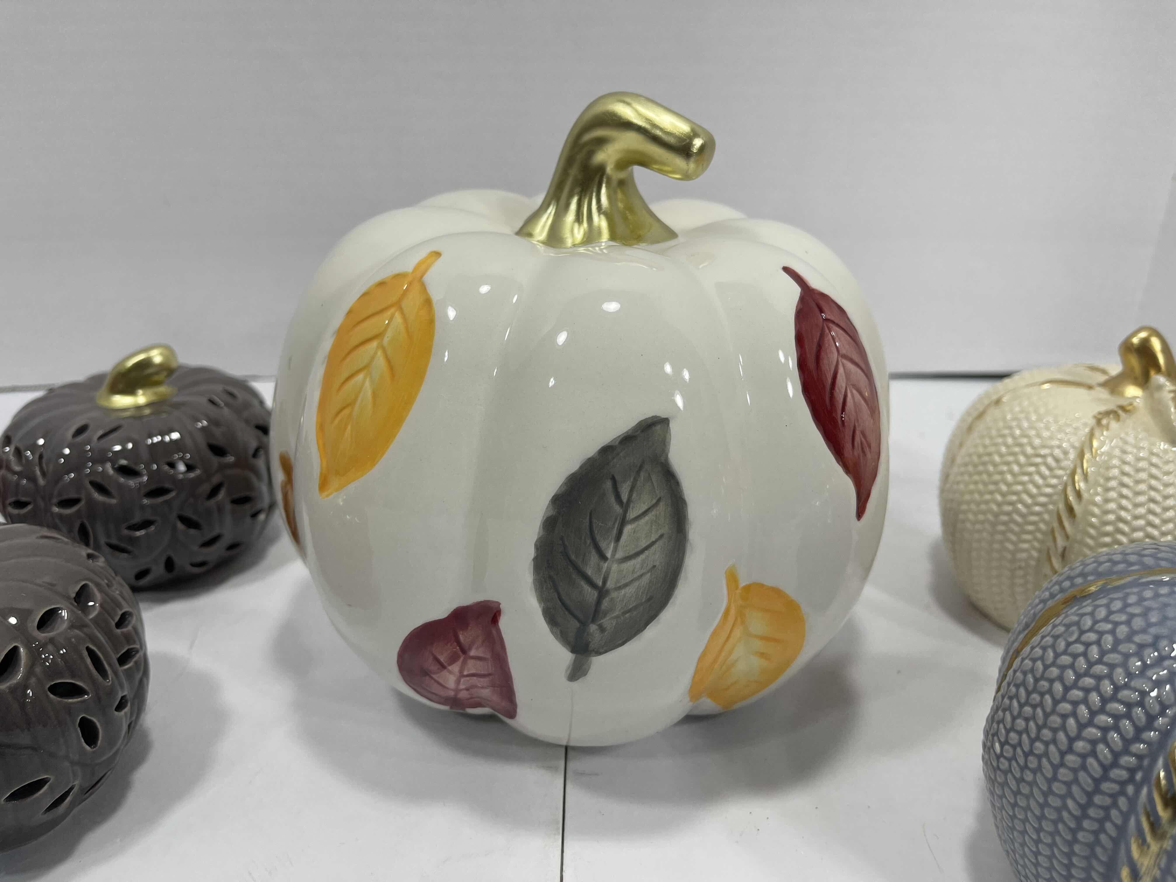 Photo 1 of AUTUMN HOLIDAY CERAMIC PUMPKINS (8) TALLEST 6.5” MSRP $70