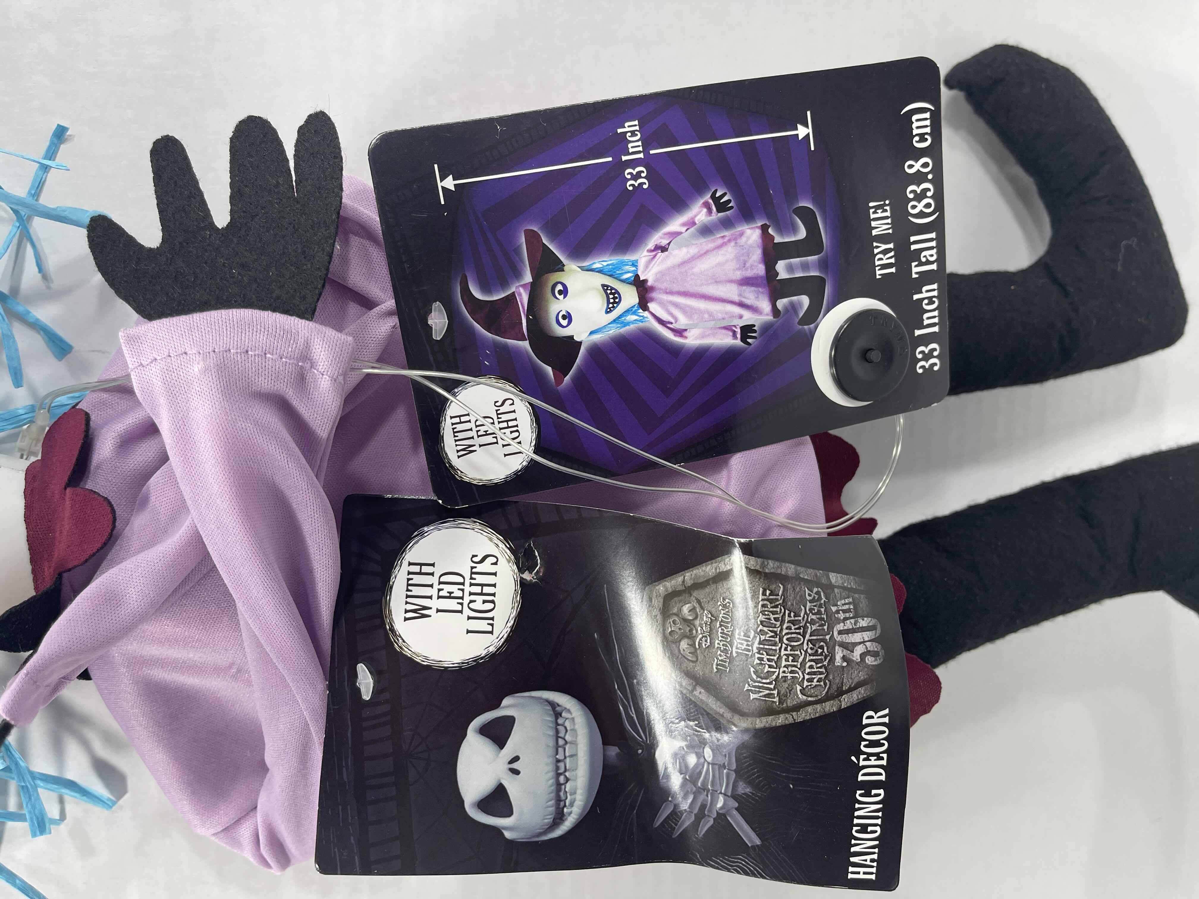 Photo 1 of DISNEY 30TH ANN. 
NIGHTMARE BEFORE CHRISTMAS HANGING DECOR LIGHT-UP BLOW MOLD FACE - SHOCK H33” TALL MSRP $50