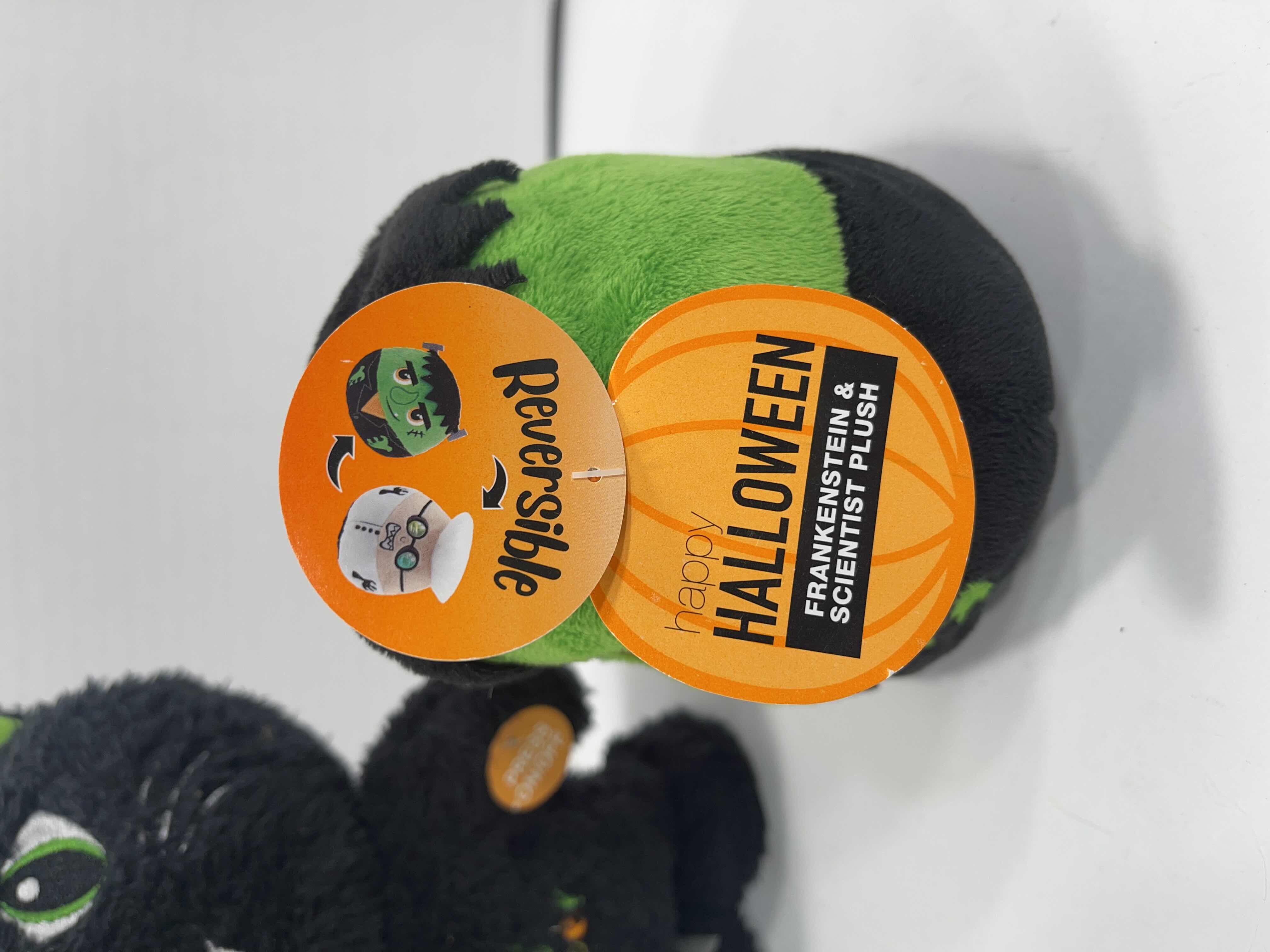 Photo 1 of HALLOWEEN SINGING WALKING PLUSH H8.5” & FRANKENSTEIN/SCIENTIST REVERSIBLE PLUSH H5” (2) MSRP $40