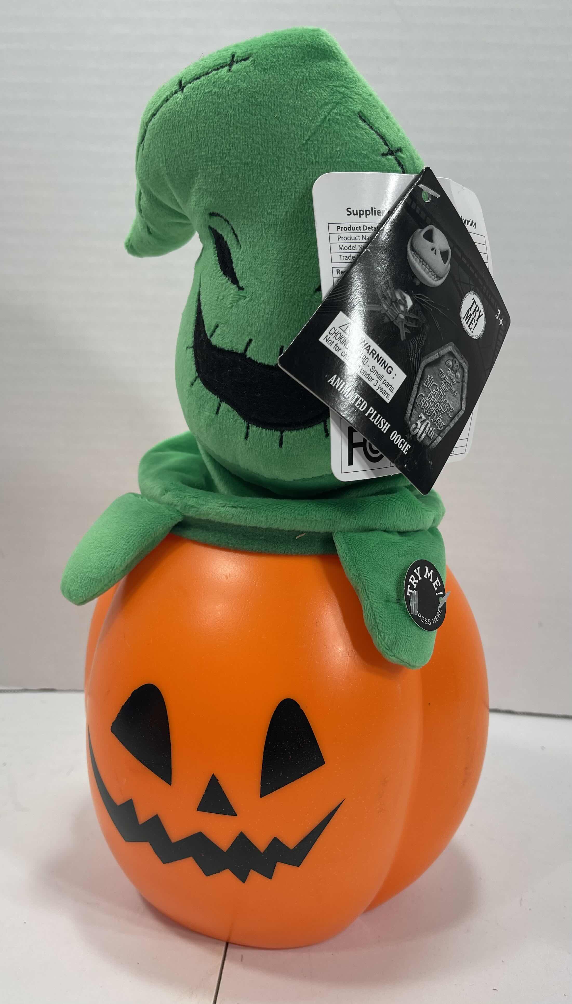 Photo 1 of DISNEY THE NIGHTMARE BEFORE CHRISTMAS ANIMATED PLUSH OOGIE H14” PUMPKIN MSRP $45