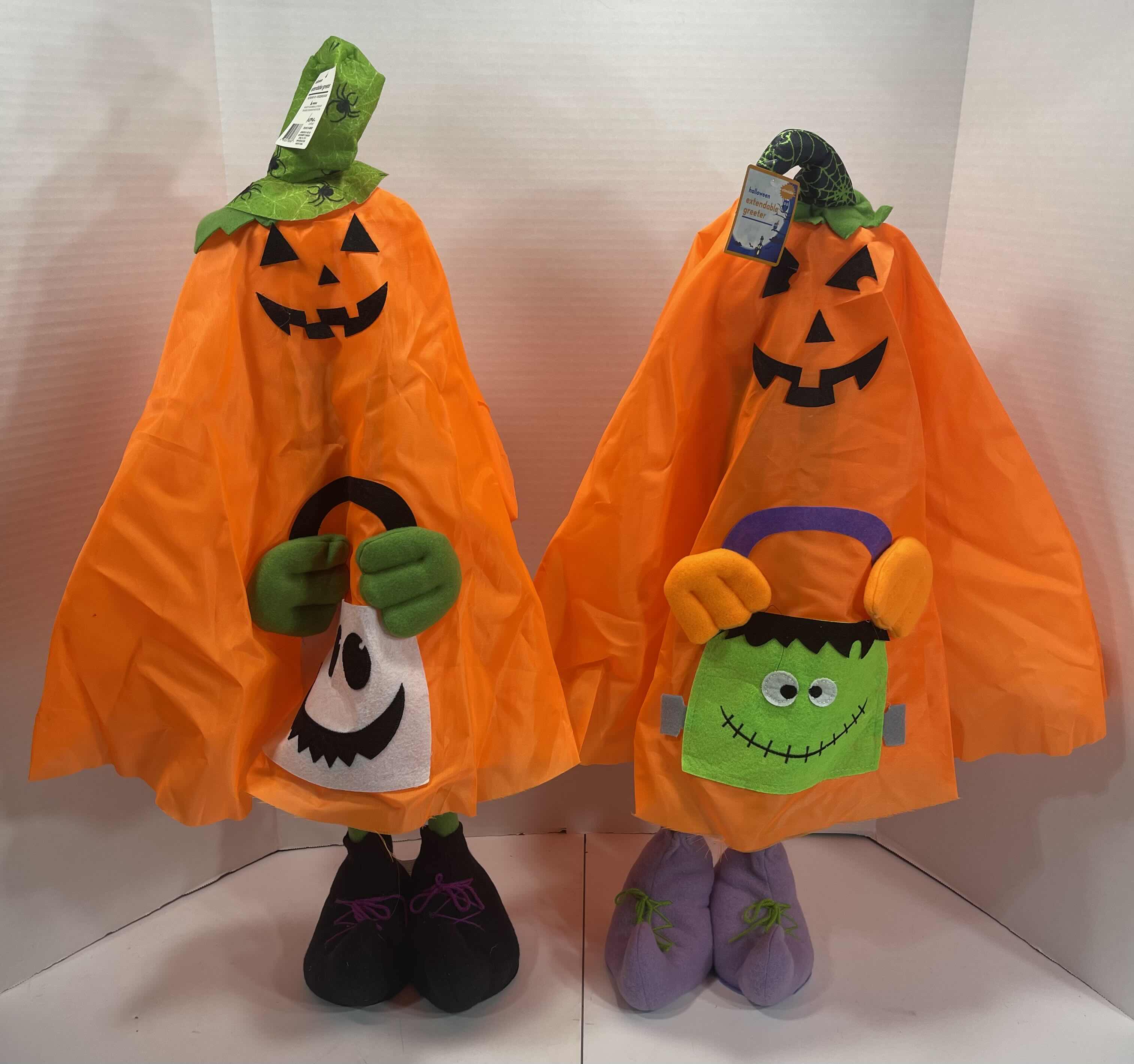 View 1 of HALLOWEEN EXTENDABLE GREETERS (2) - PUMPKIN (EXTENDED H28”) MSRP $50
