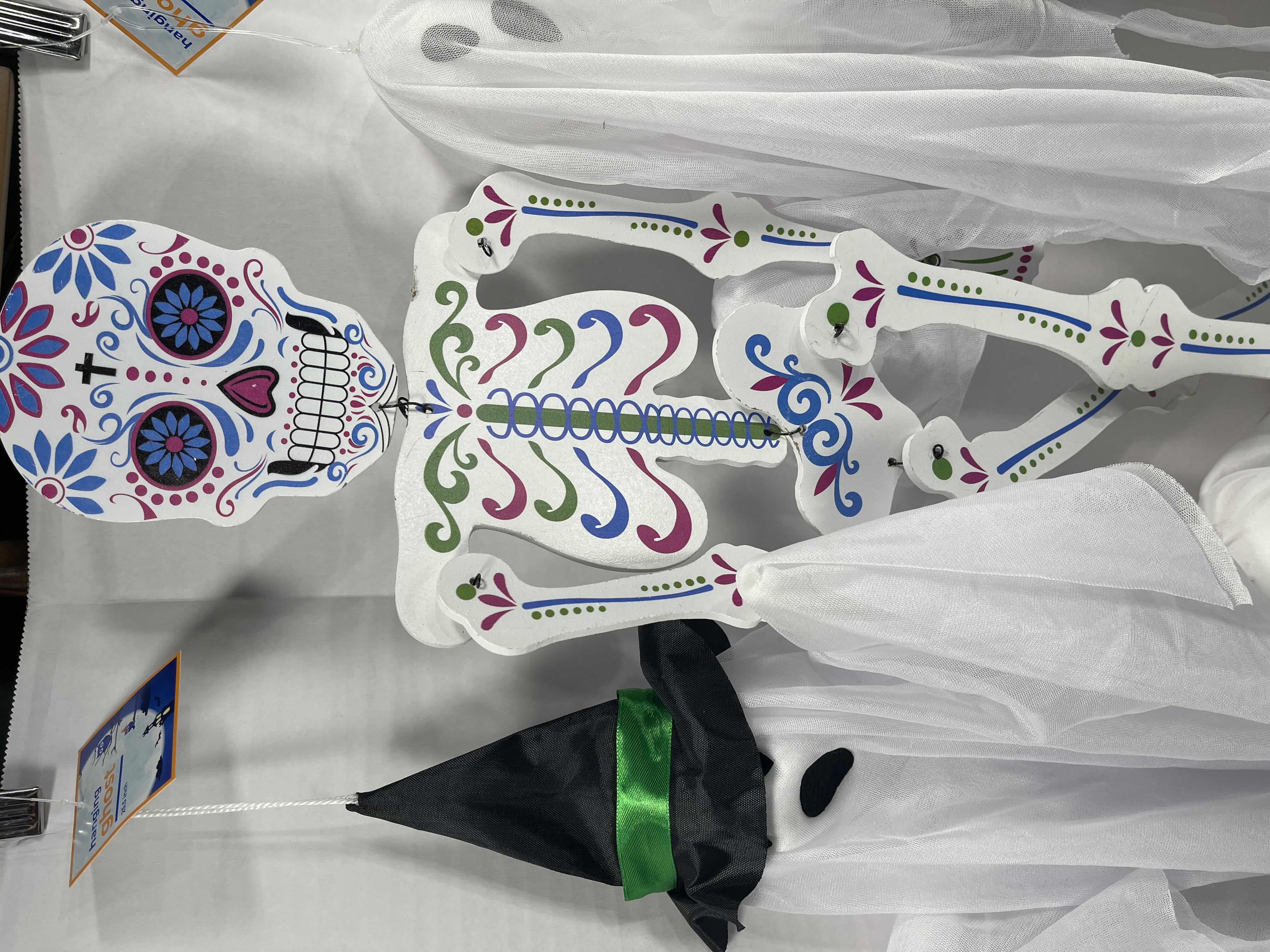 Photo 1 of HALLOWEEN HANGING DECORATIONS LOT (11 ITEMS) - TALK BACK HANGING FIGURE, GHOSTS & SKELETON NWT MSRP $90