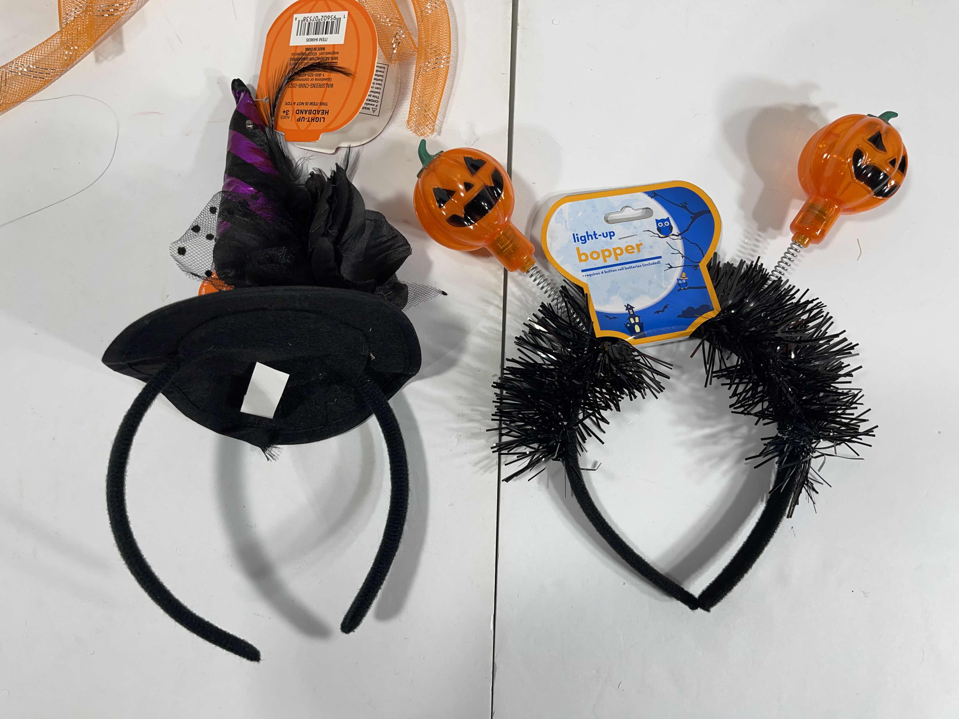 Photo 1 of HALLOWEEN LIGHT-UPS LOT (18 ITEMS) - HEADBANDS, NECKLACES & GLOW WANDS MSRP $50