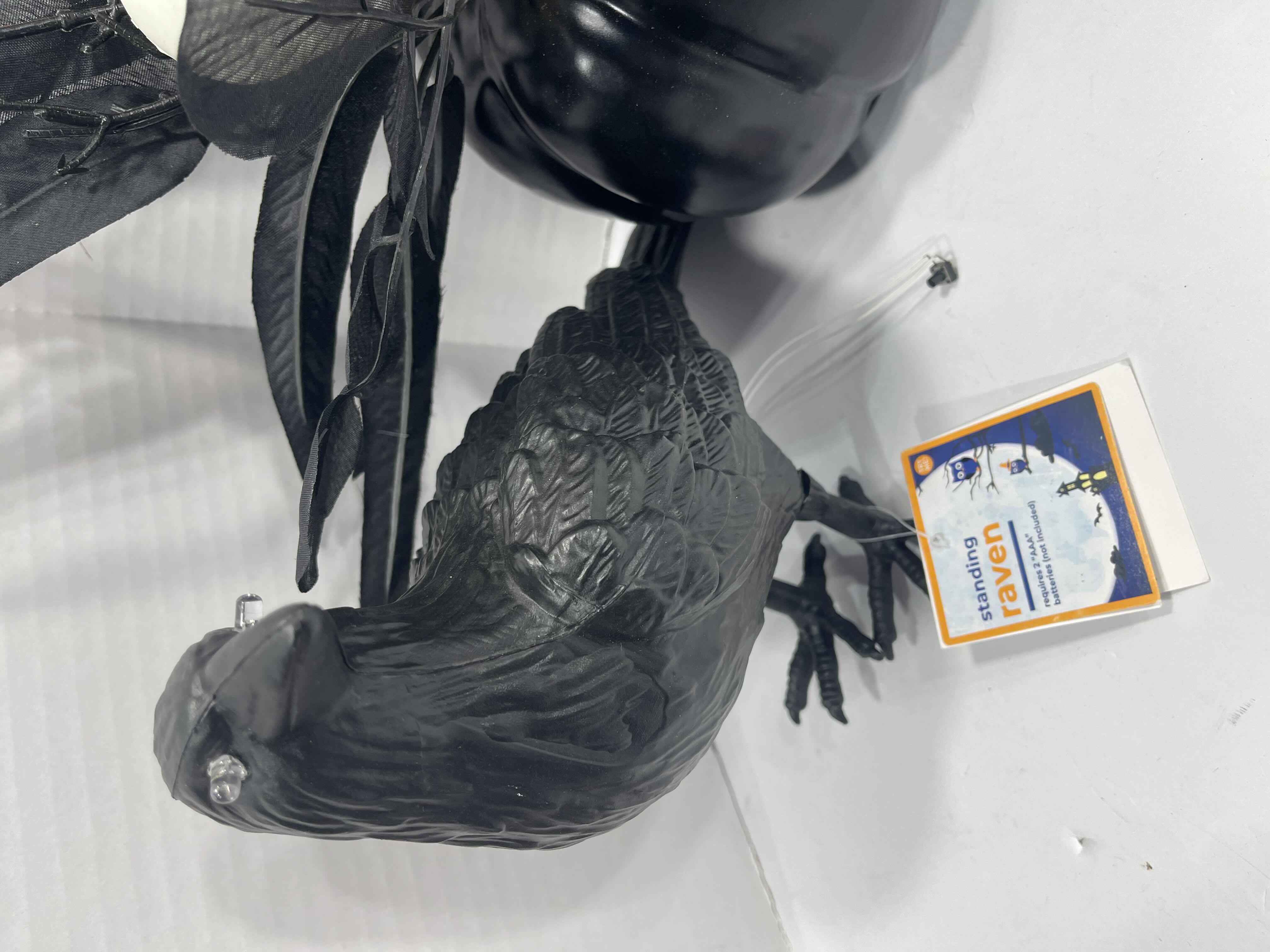 Photo 1 of HALLOWEEN TABLE TOP DECOR (4 ITEMS) BLACK PUMPKIN SKULL FLOWER ARRANGEMENT (2), IT’S ALL JUST HOCUS POCUS PUMPKIN & LIGHT-UP EYES RAVEN