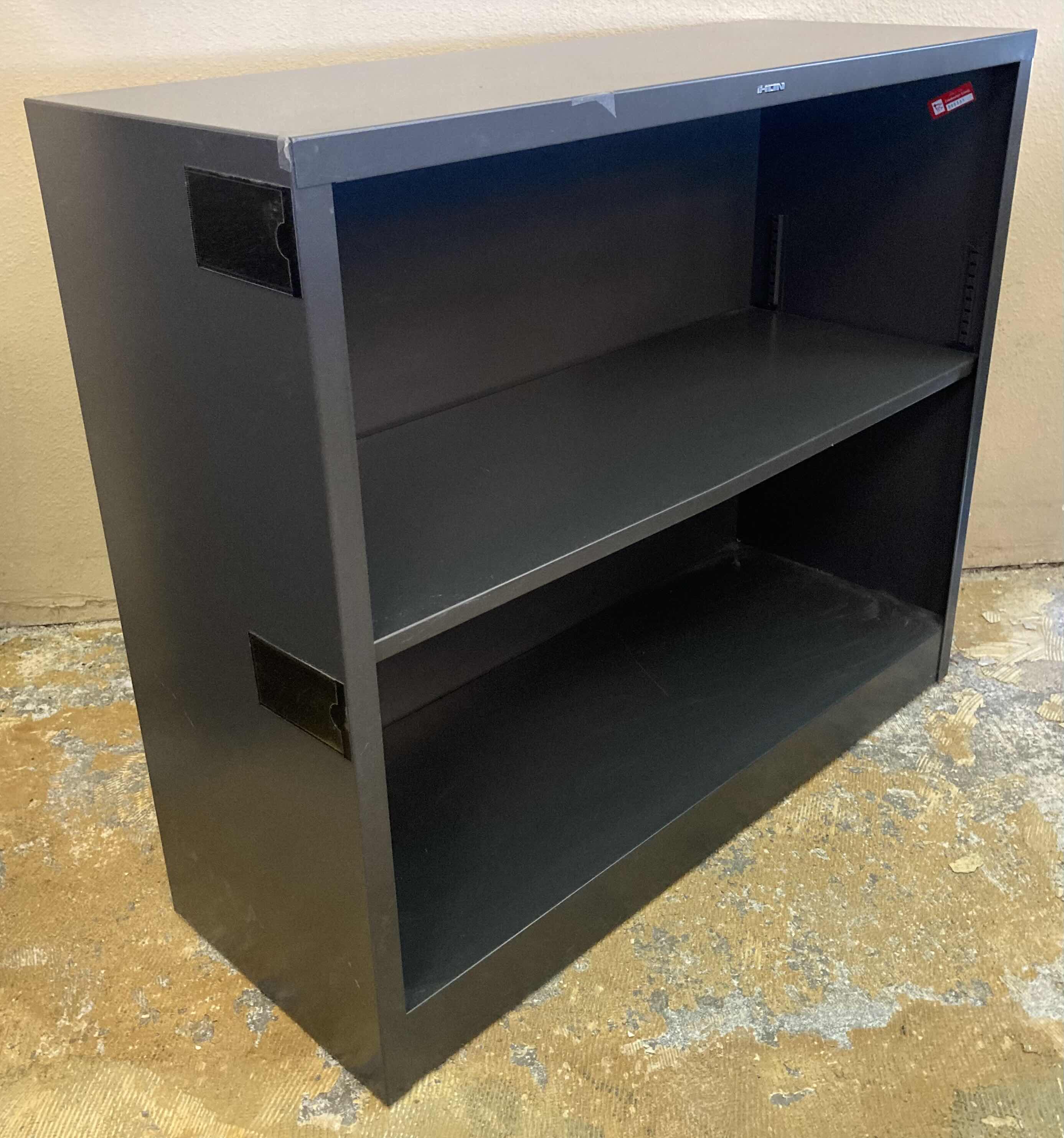 Photo 1 of HON BRIGADE CHARCOAL METAL 1-SHELF BOOKCASE 34.5” X 12.75” H29”