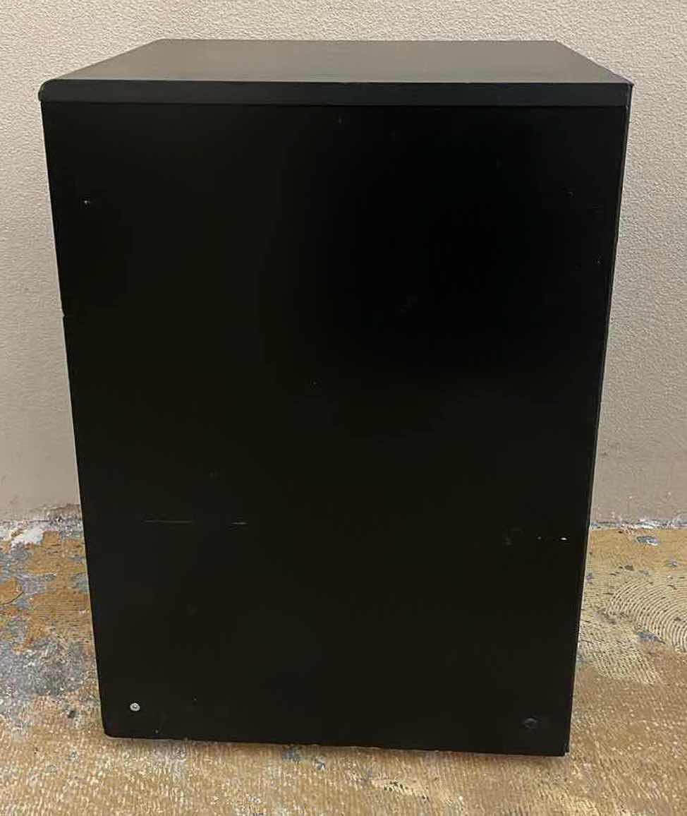 Photo 1 of BLACK WOOD LAMINATE 2 DRAWER ROLLING FILE CABINET 16” X 20.5” H28”