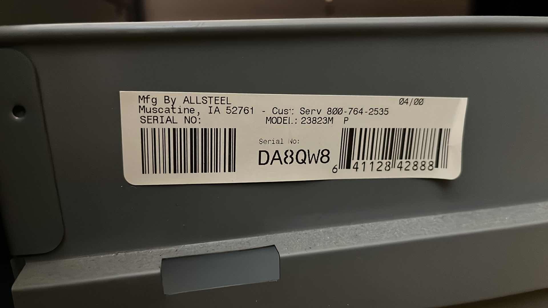 Photo 1 of ALLSTEEL ROLLING METAL FILE CABINET MODEL 23823M 15” X 23” H27”