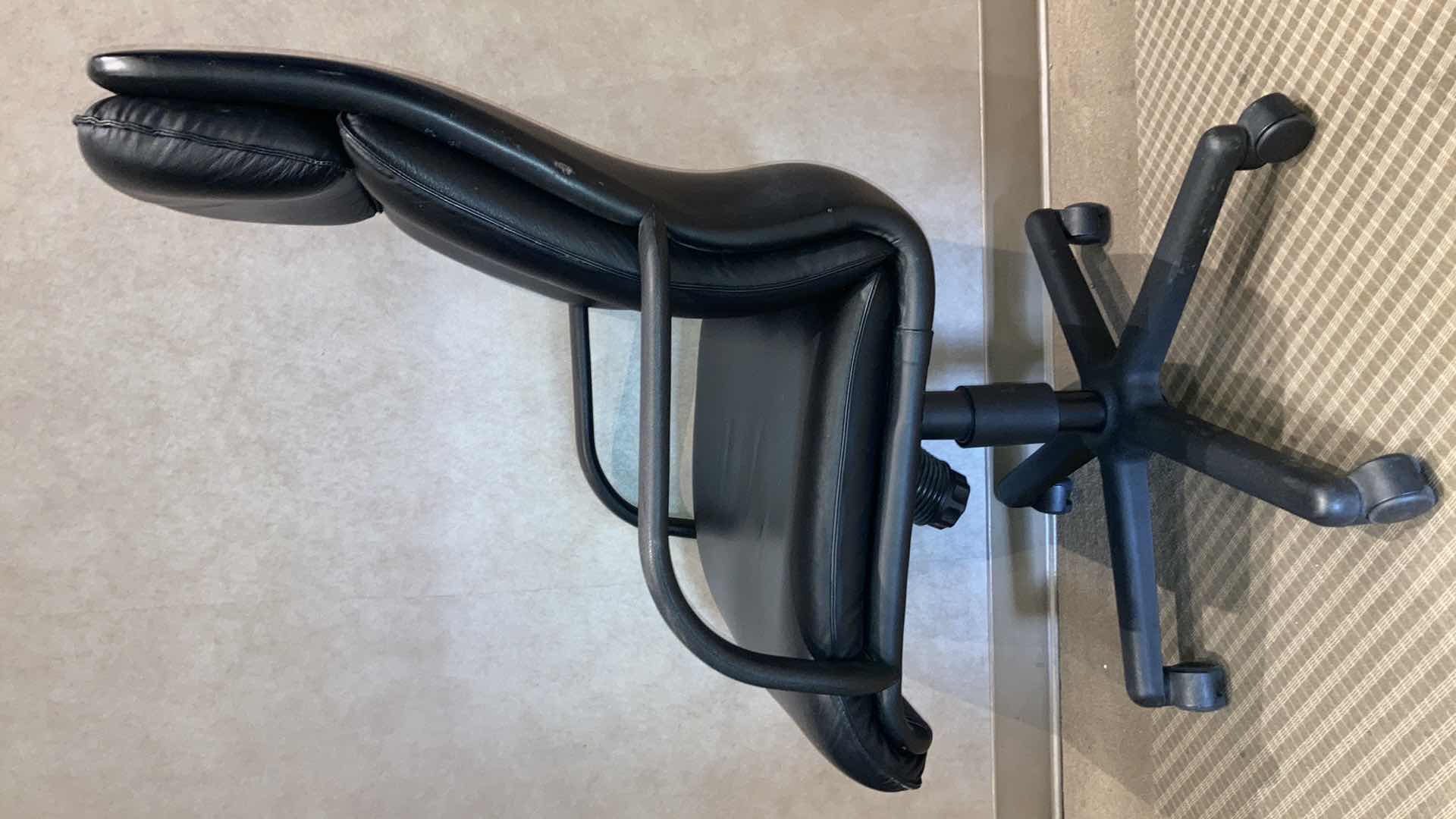 Photo 1 of ARCADIA BLACK FAUX LEATHER SWIVEL CHAIR 24.5” X 21” H44”