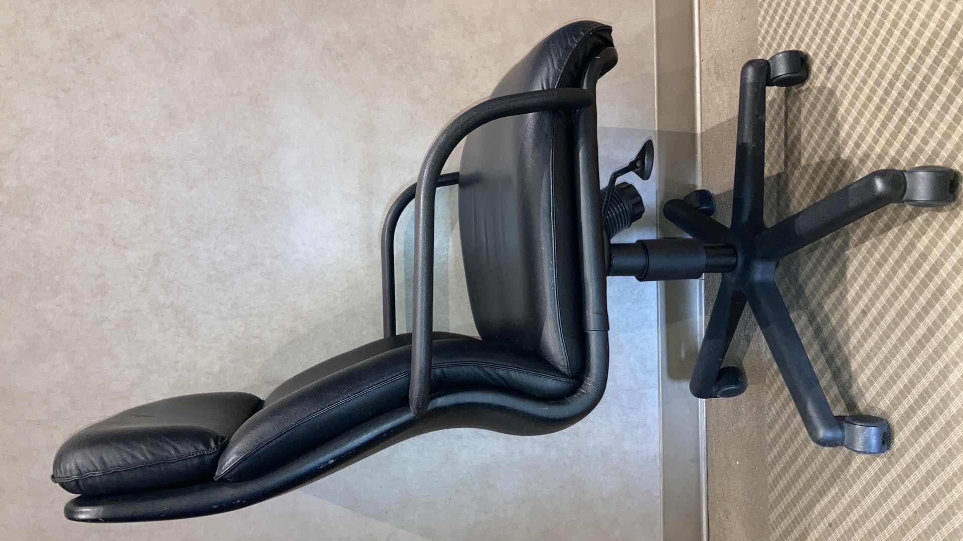 Photo 1 of ARCADIA BLACK FAUX LEATHER SWIVEL CHAIR 24.5” X 21” H44”