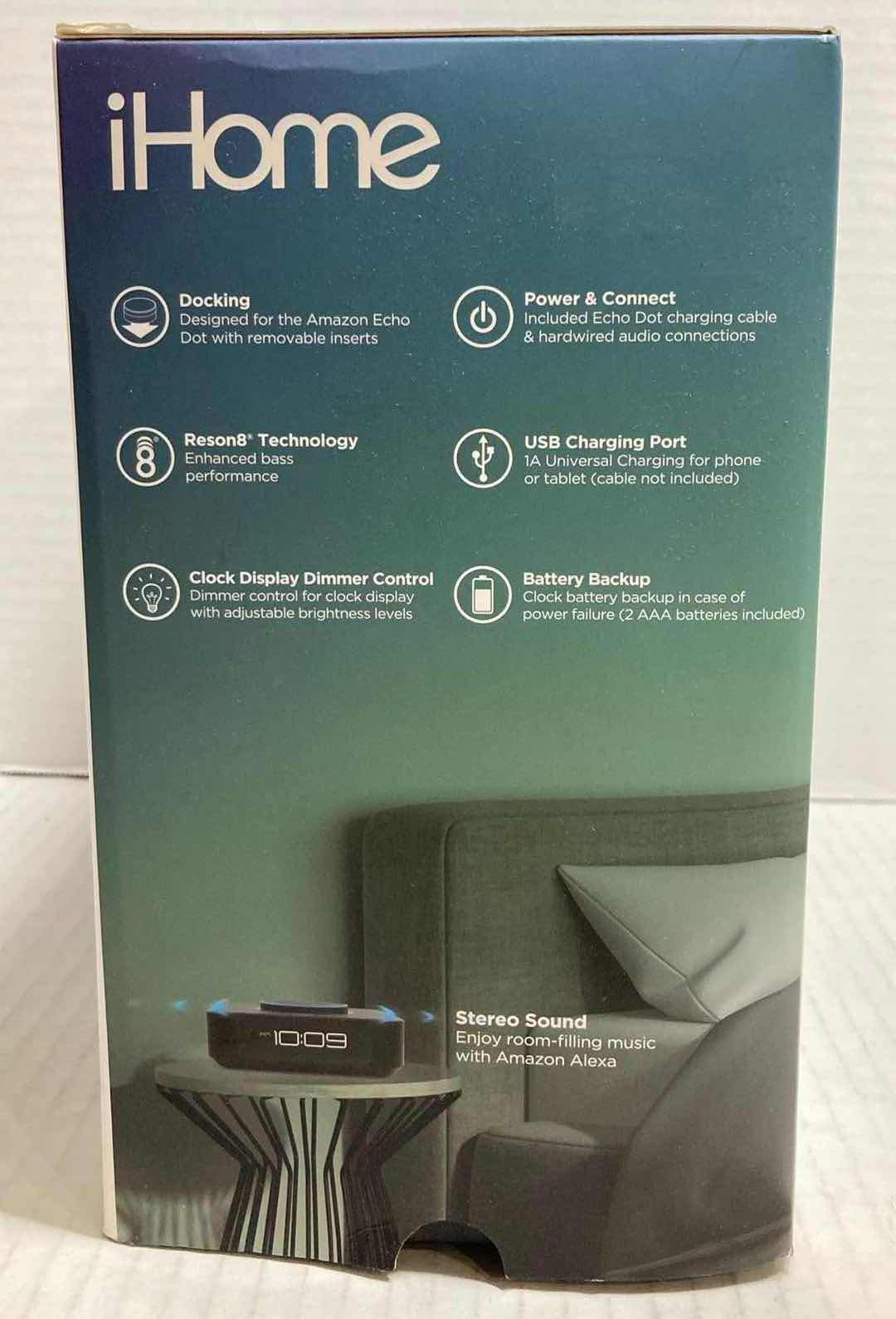 Photo 1 of IHOME STEREO SPEAKER ALARM CLOCK (FOR AMAZON ECHO DOT)