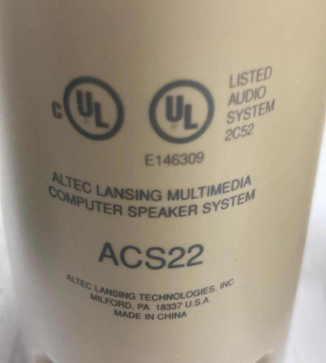 Photo 1 of GATEWAY COMPUTER SPEAKERS MODEL EMC2.0 & ALTEC COMPUTER SPEAKERS MODEL ACD22