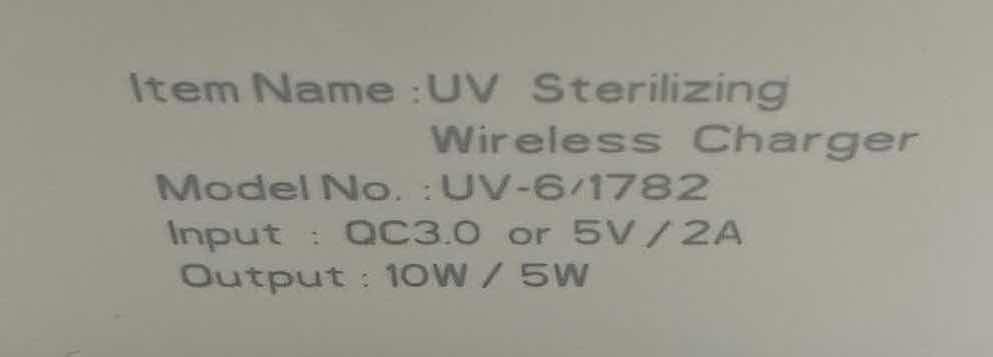 Photo 1 of ITEK UV STERILIZING WIRELESS IPHONE CHARGER MODEL UV-6/1782