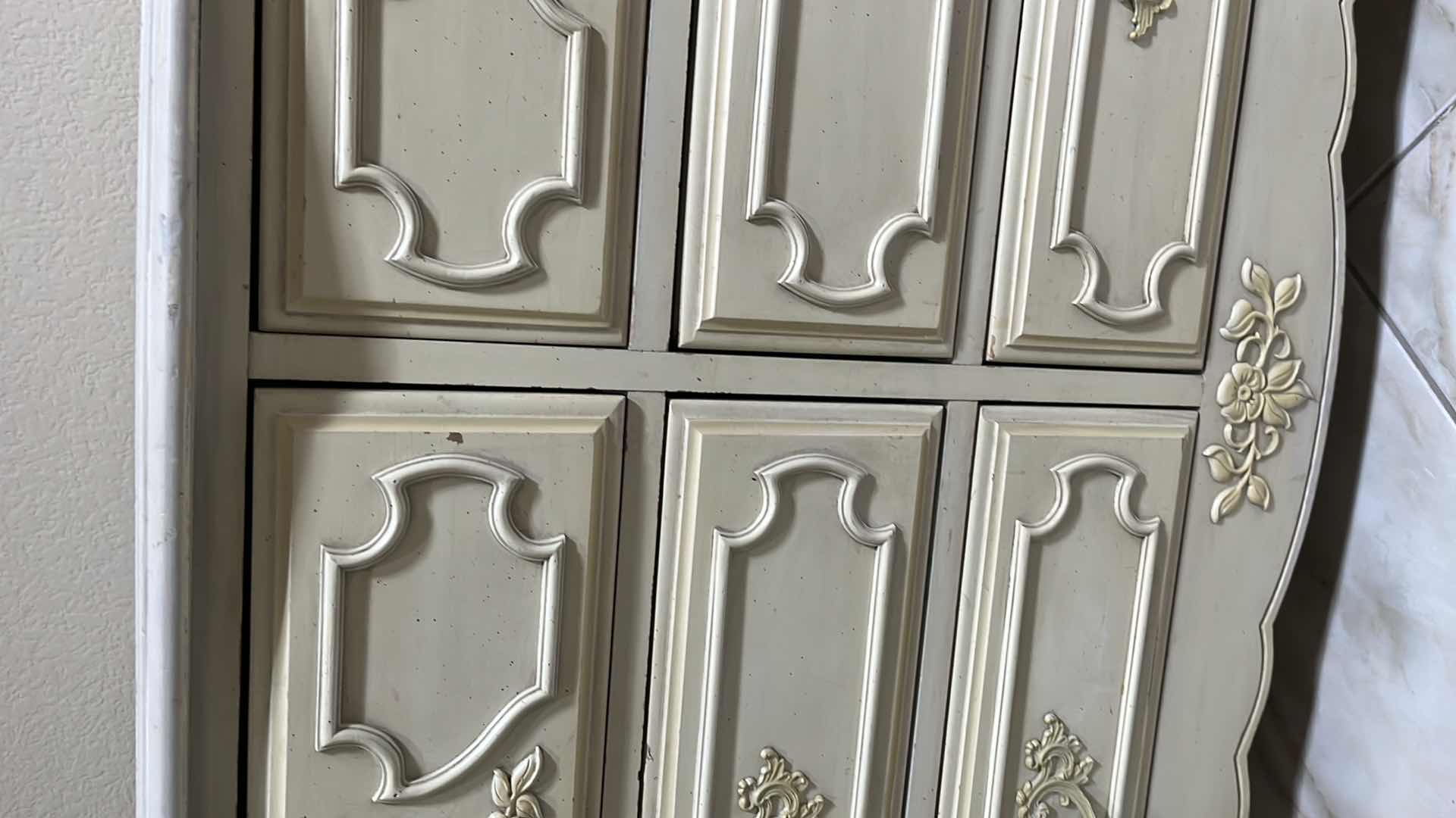 Photo 1 of VINTAGE CREAM & OFF-WHITE FINISH FRENCH COTTAGE STYLE 6 DRAWER DRESSER 50.25” X 18.25” H30”