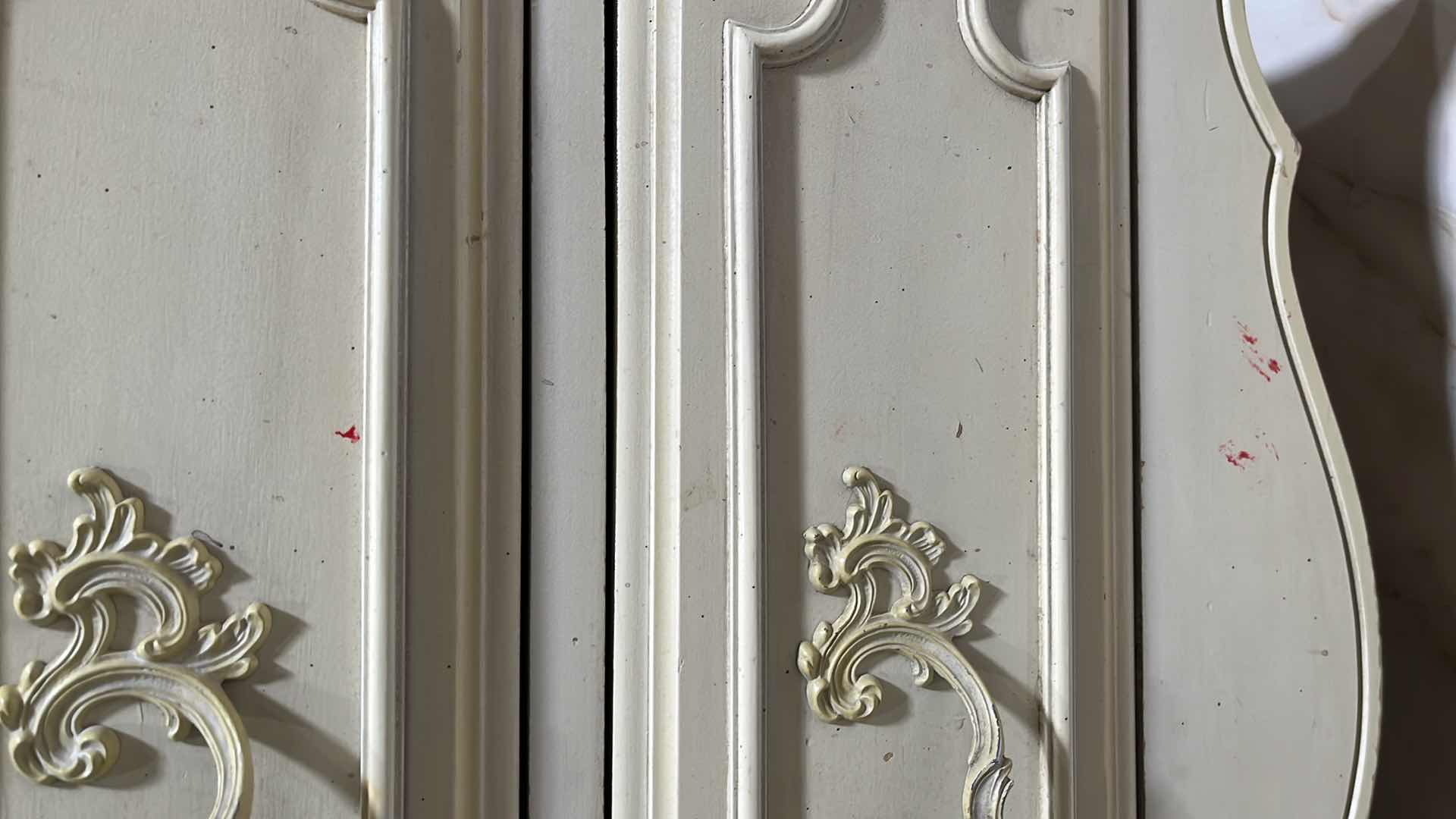 Photo 1 of VINTAGE CREAM & OFF-WHITE FINISH FRENCH COTTAGE STYLE 6 DRAWER DRESSER 50.25” X 18.25” H30”