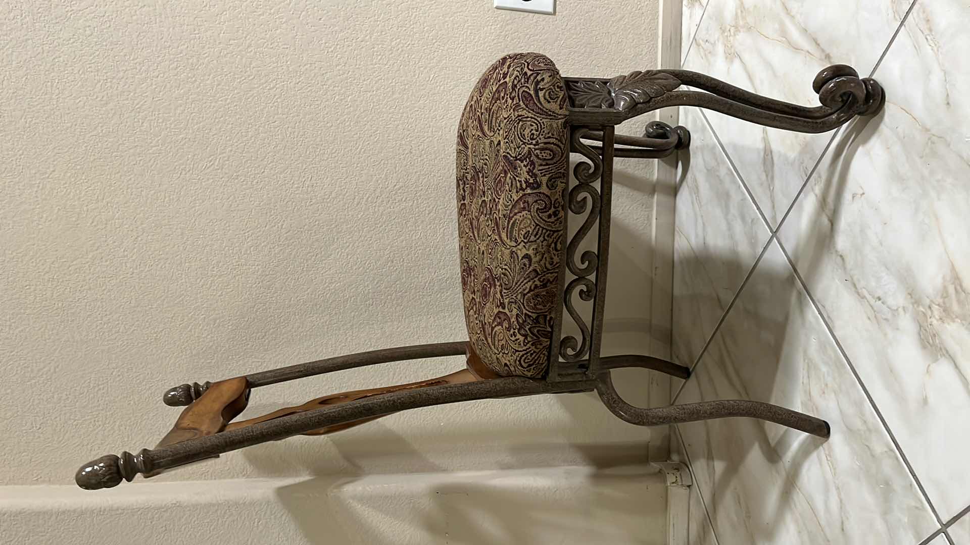 Photo 1 of ASHLEY FURNITURE WOOD & METAL FRAME UPHOLSTERED SEAT DINING ACCENT CHAIR 24” X 24” H38”