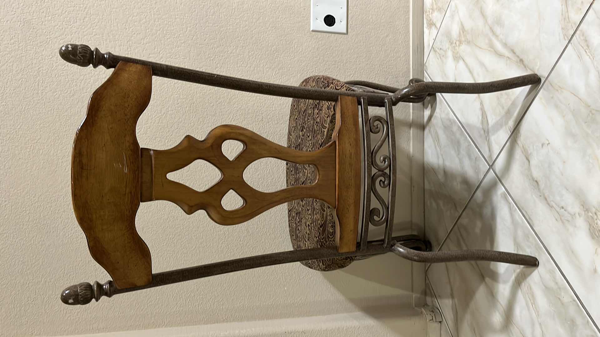 Photo 1 of ASHLEY FURNITURE WOOD & METAL FRAME UPHOLSTERED SEAT DINING ACCENT CHAIR 24” X 24” H38”