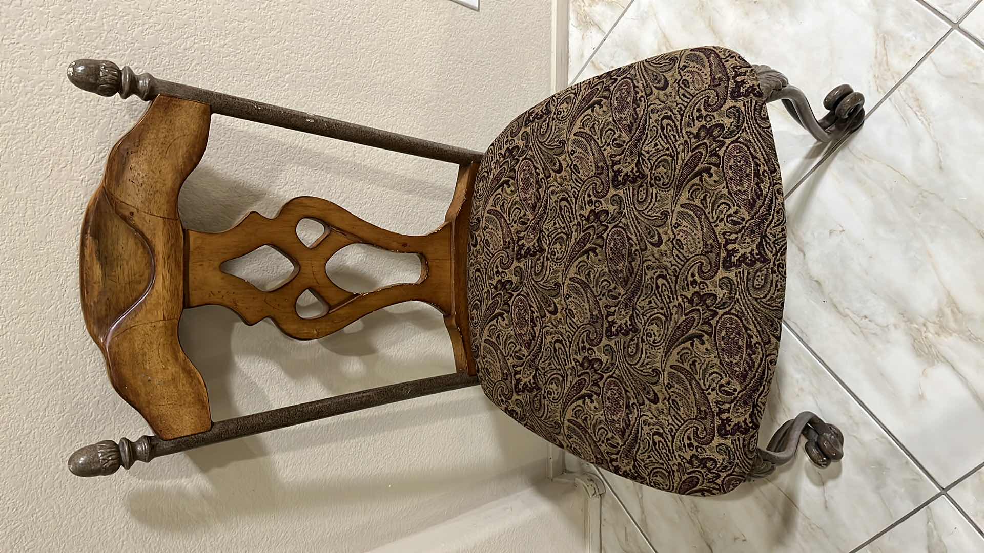 Photo 1 of ASHLEY FURNITURE WOOD & METAL FRAME UPHOLSTERED SEAT DINING ACCENT CHAIR 24” X 24” H38”