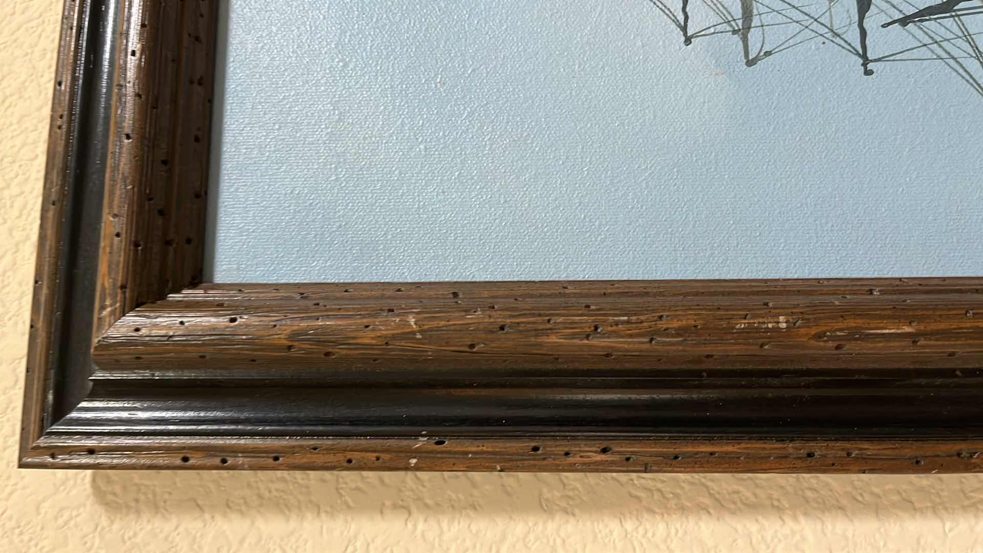 Photo 4 of MAN O WAR SHIP PAINTING SIGNED BY MACLEOD FRAMED CANVAS ARTWORK 15.5” X 19.5”