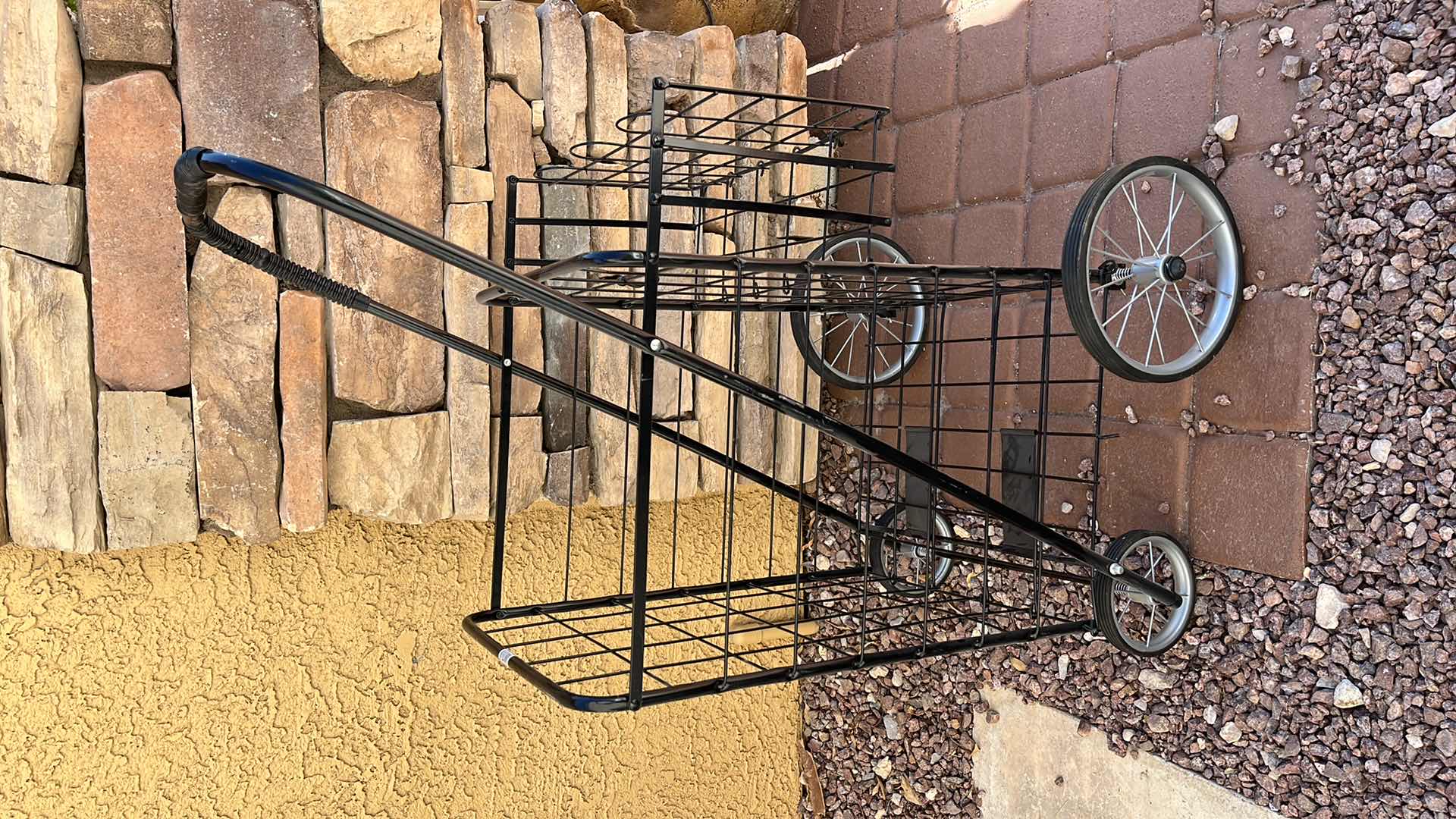 Photo 1 of BLACK METAL ROLLING FOLDING CARGO BASKET 18” X 22” H41”